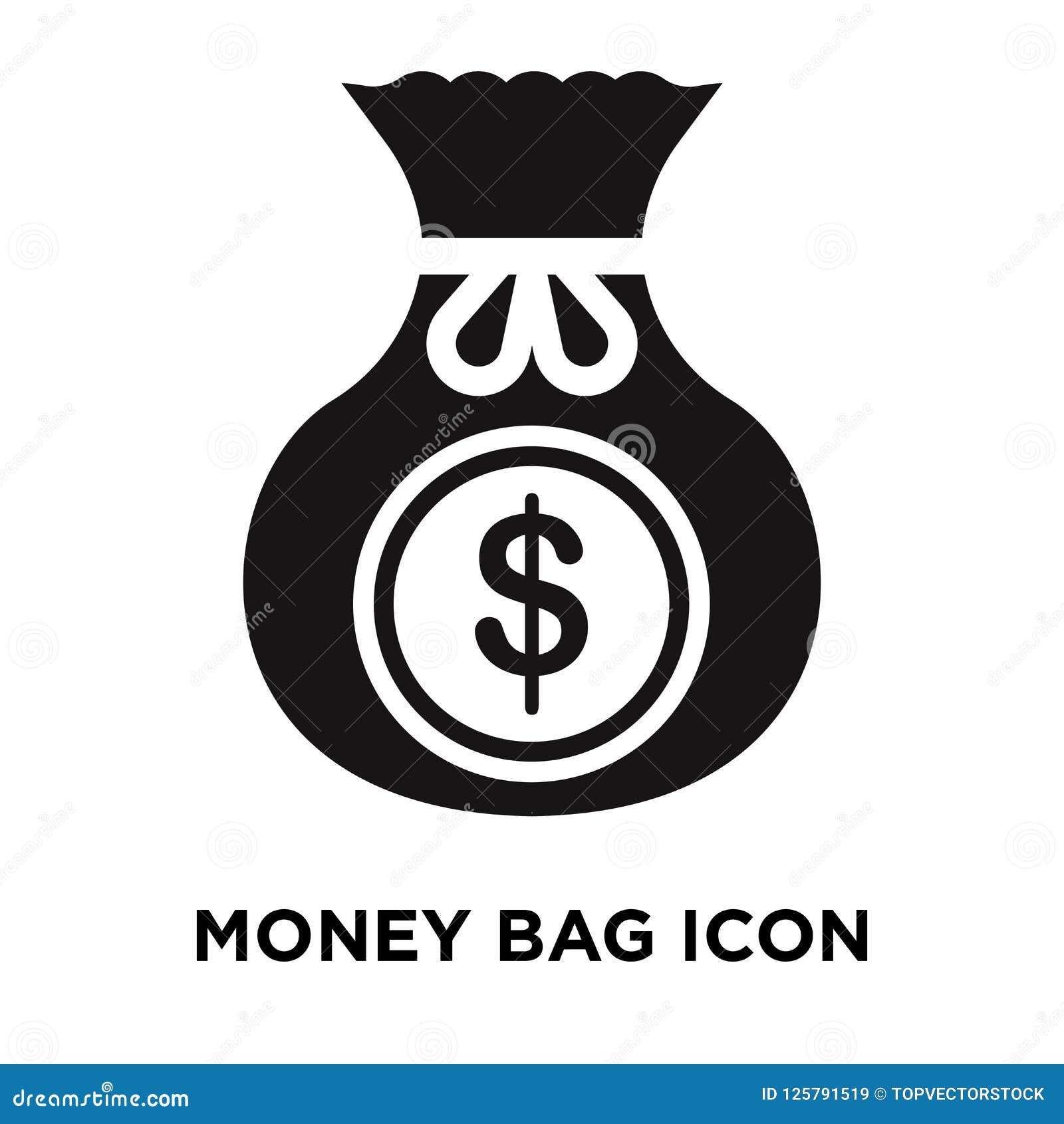 Money Bag Icon Vector Isolated on White Background, Logo Concept Stock  Vector - Illustration of save, black: 125791519