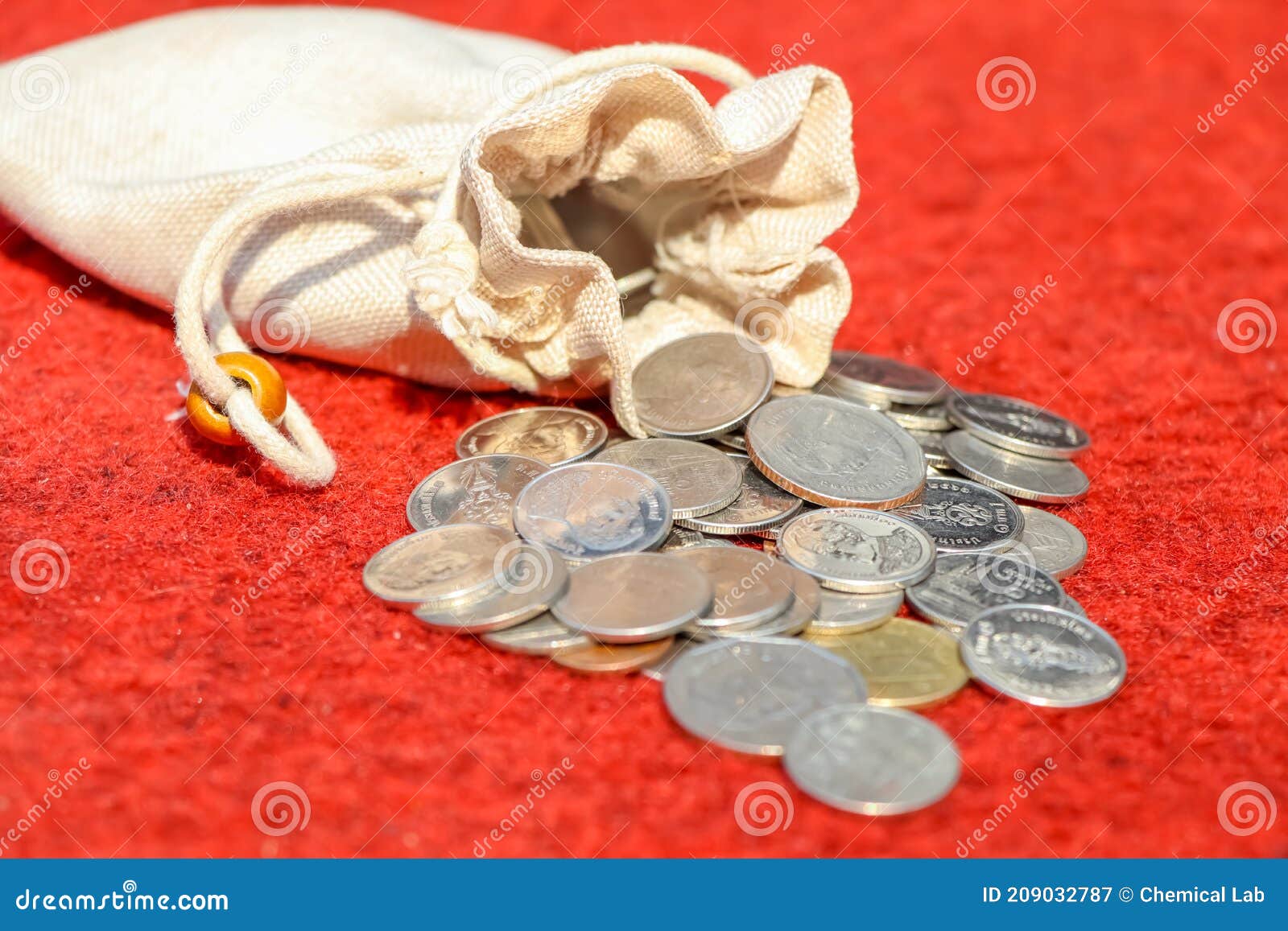 Money and money bag on red stock image. Image of heart 209032787