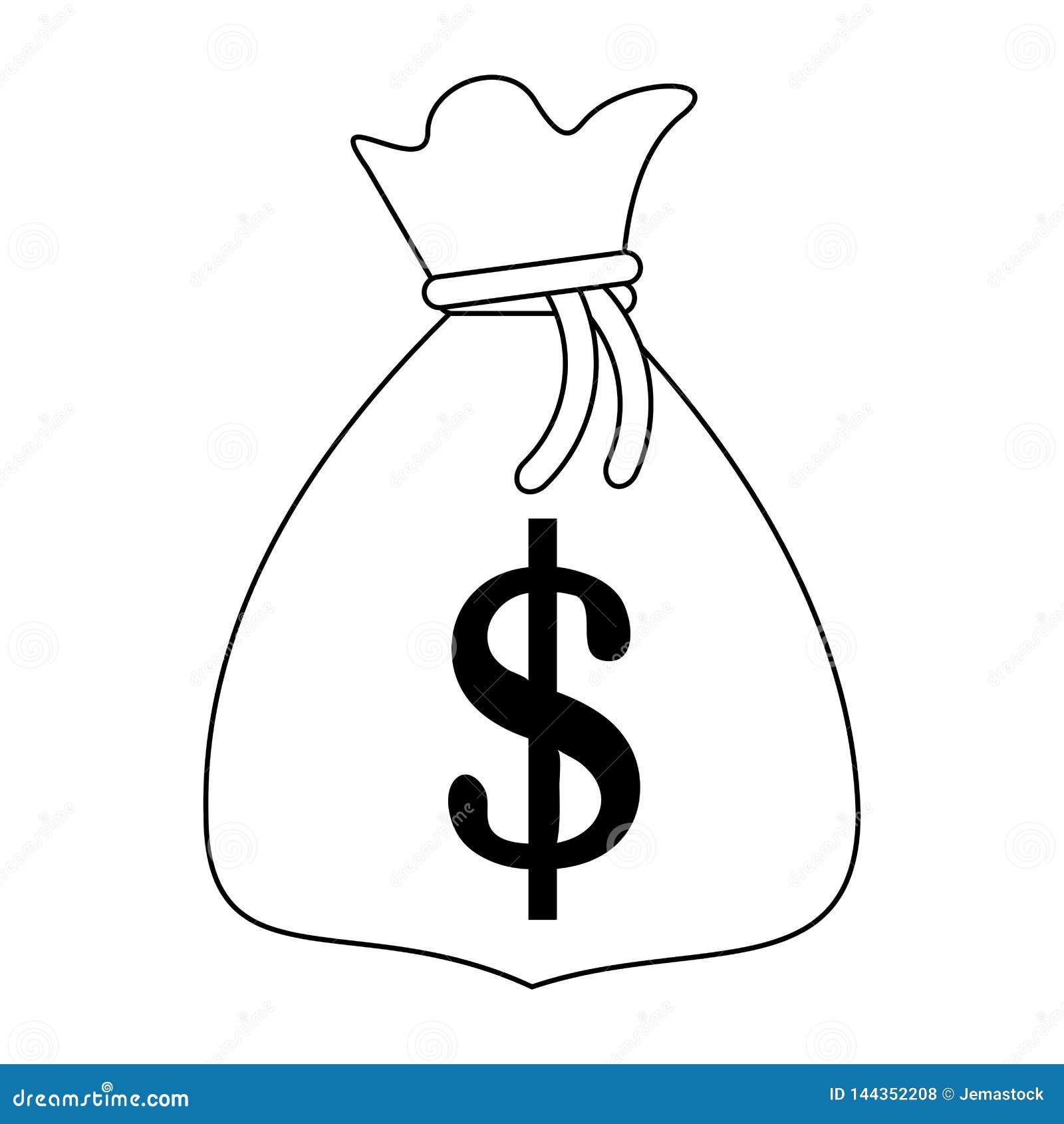 Money Bag Sack Isolated Symbol in Black and White Stock Vector ...