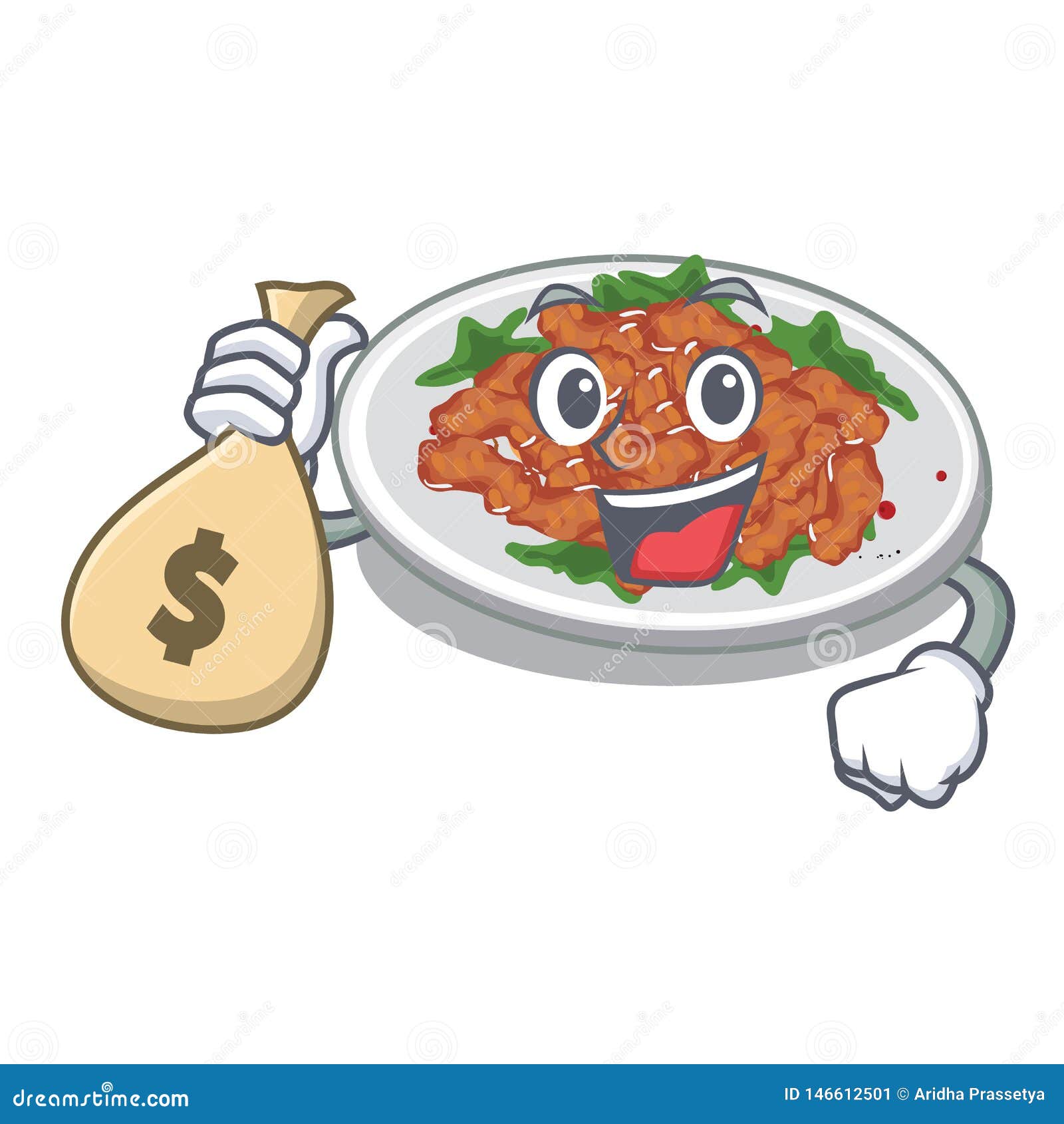 With money bag rice bowl mascot cartoon Stock Vector