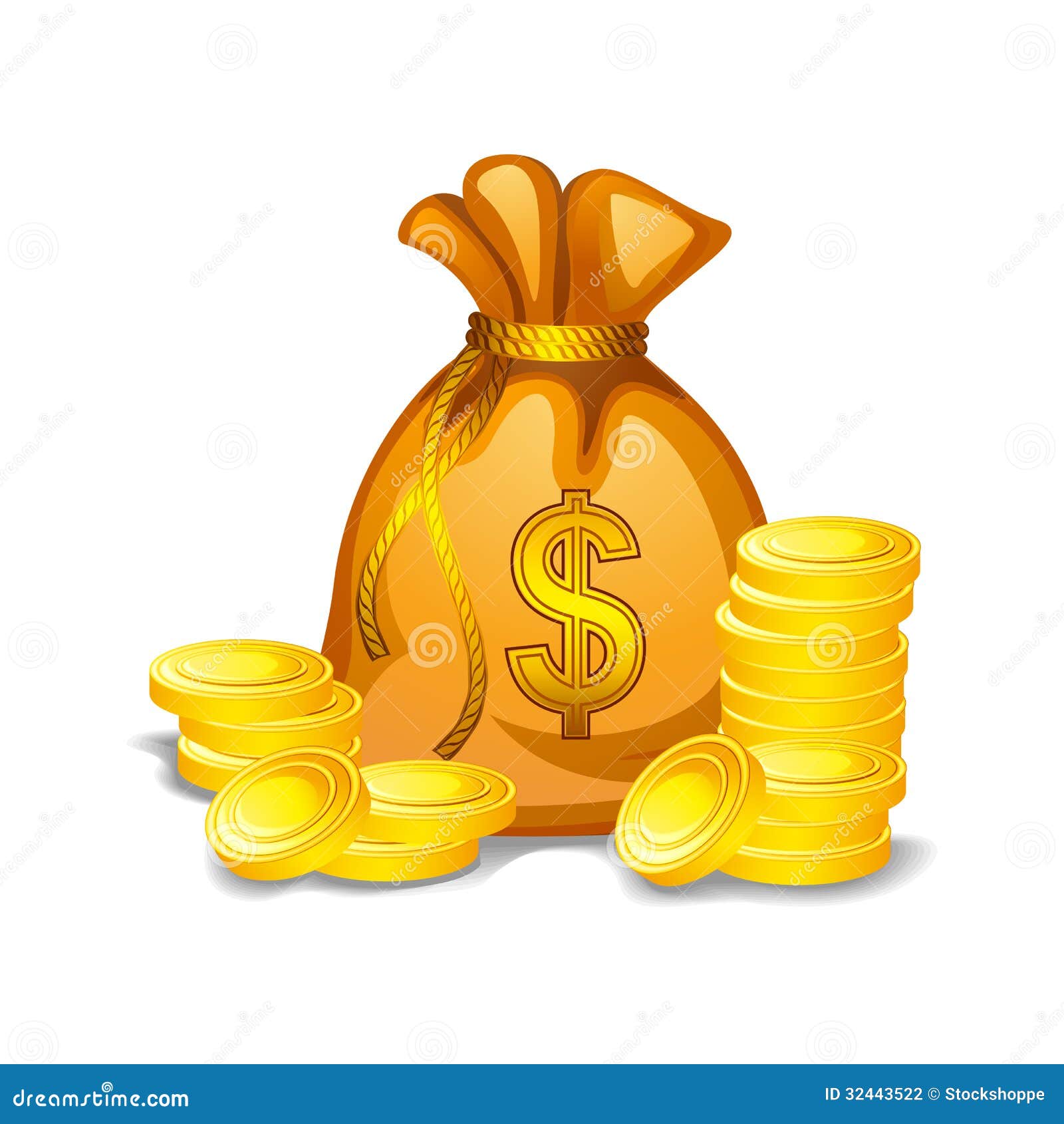 Money Bag stock vector. Illustration of monetary, financial - 32443522