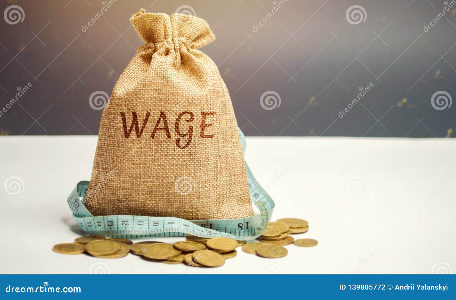 Money Bag with the Word Wage and Tape Measure. Wage Cuts. the Concept ...