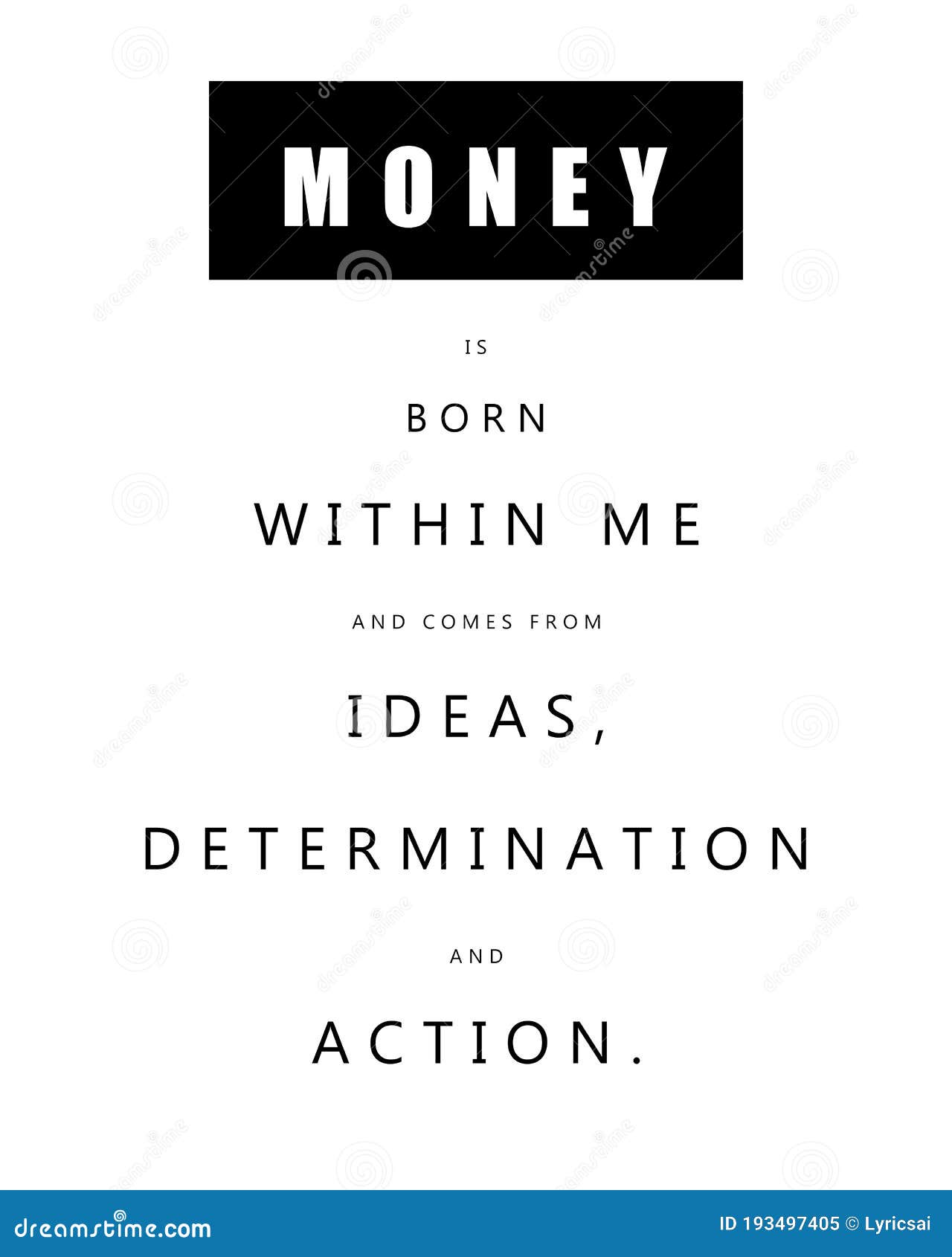 Money Born from Ideas. Inspirational Quote Poster Stock Illustration ...