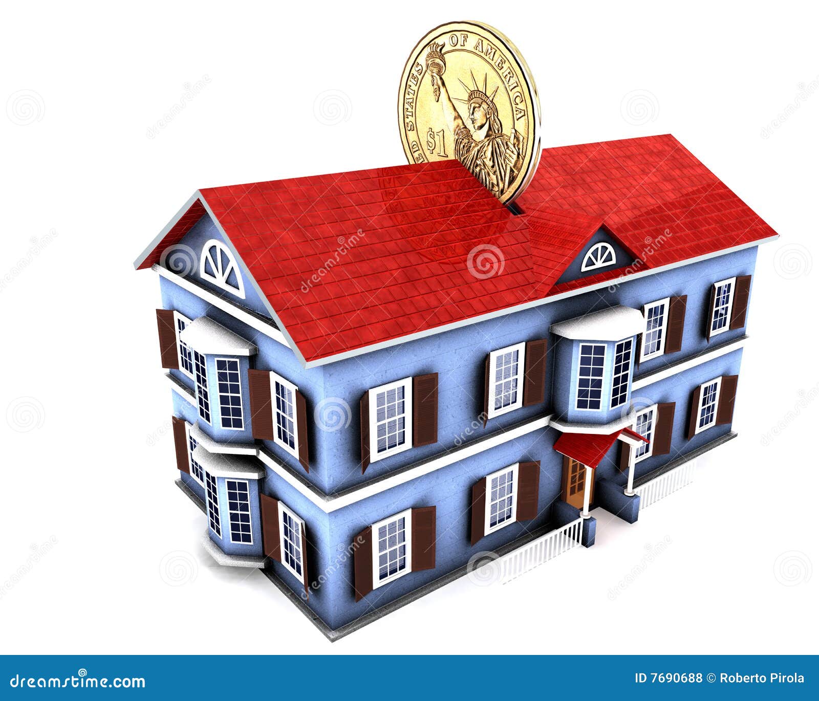 Money Box House with Dollar Stock Illustration Illustration of cost