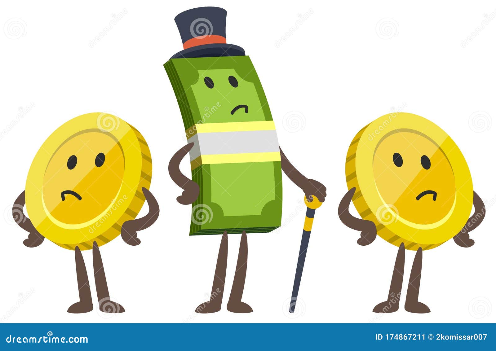 money character capitalist in a top hat with a cane. coin characters