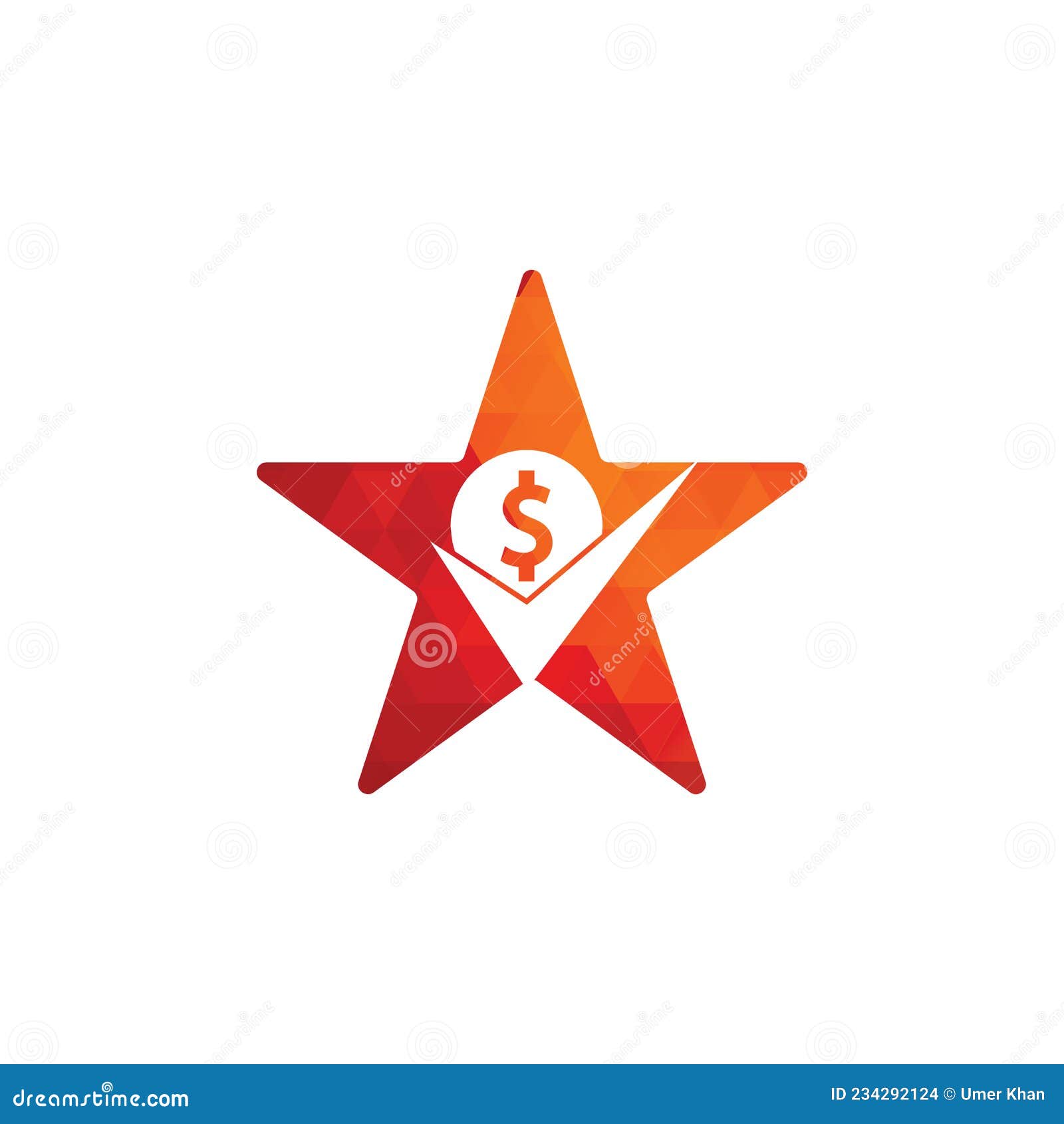 Money Check Star Shape Concept Logo Design Stock Vector Illustration