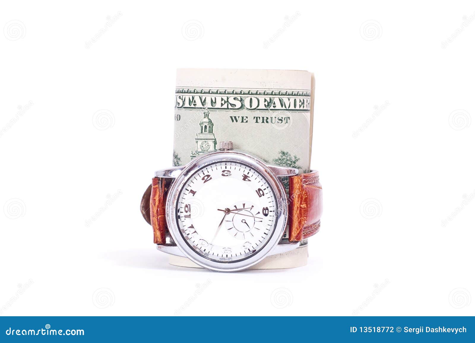 Money and clock stock photo. Image of metallic, isolated 13518772