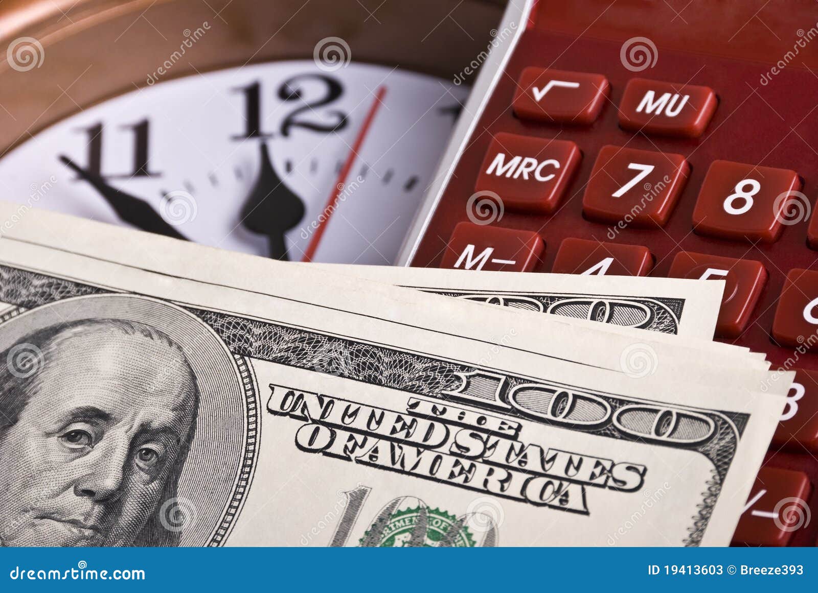 Money, Clock and Calculator Stock Image Image of bond, concepts 19413603