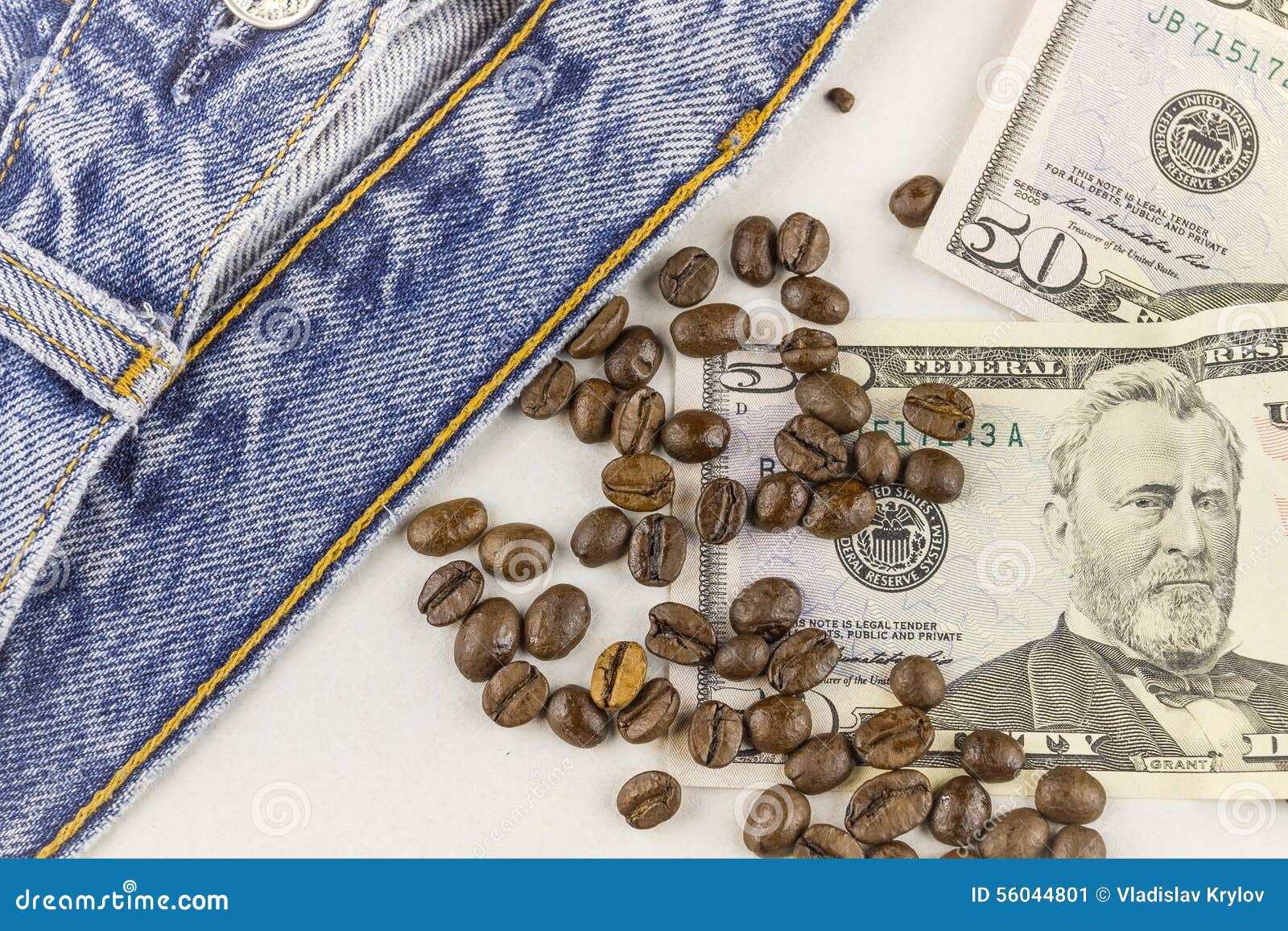 Money,coffee Beans and Jeans Stock Image Image of rich, banknote