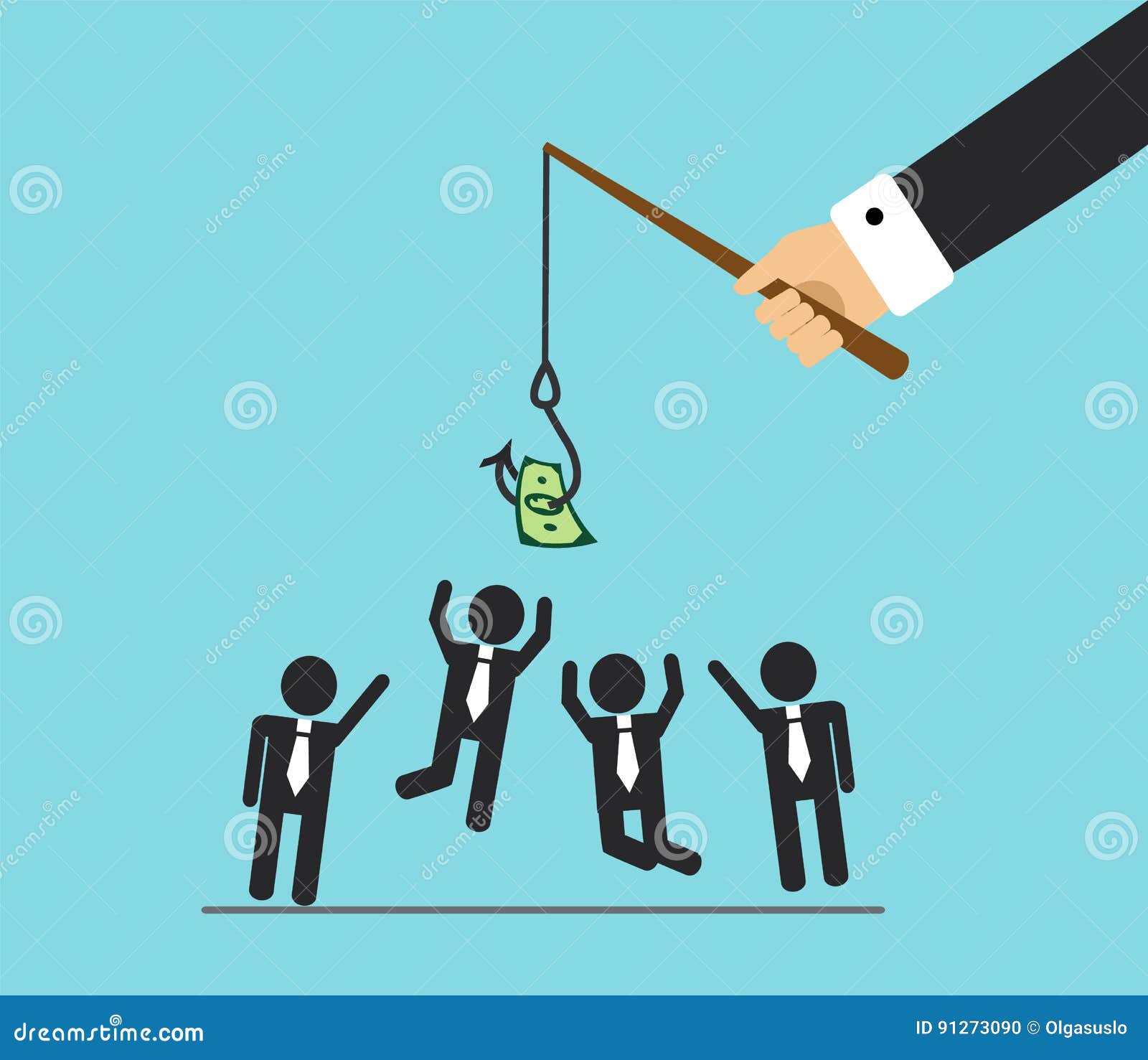 https://thumbs.dreamstime.com/z/money-competition-office-hand-will-bite-fishing-rod-hook-hangs-workers-jump-want-to-do-work-get-91273090.jpg