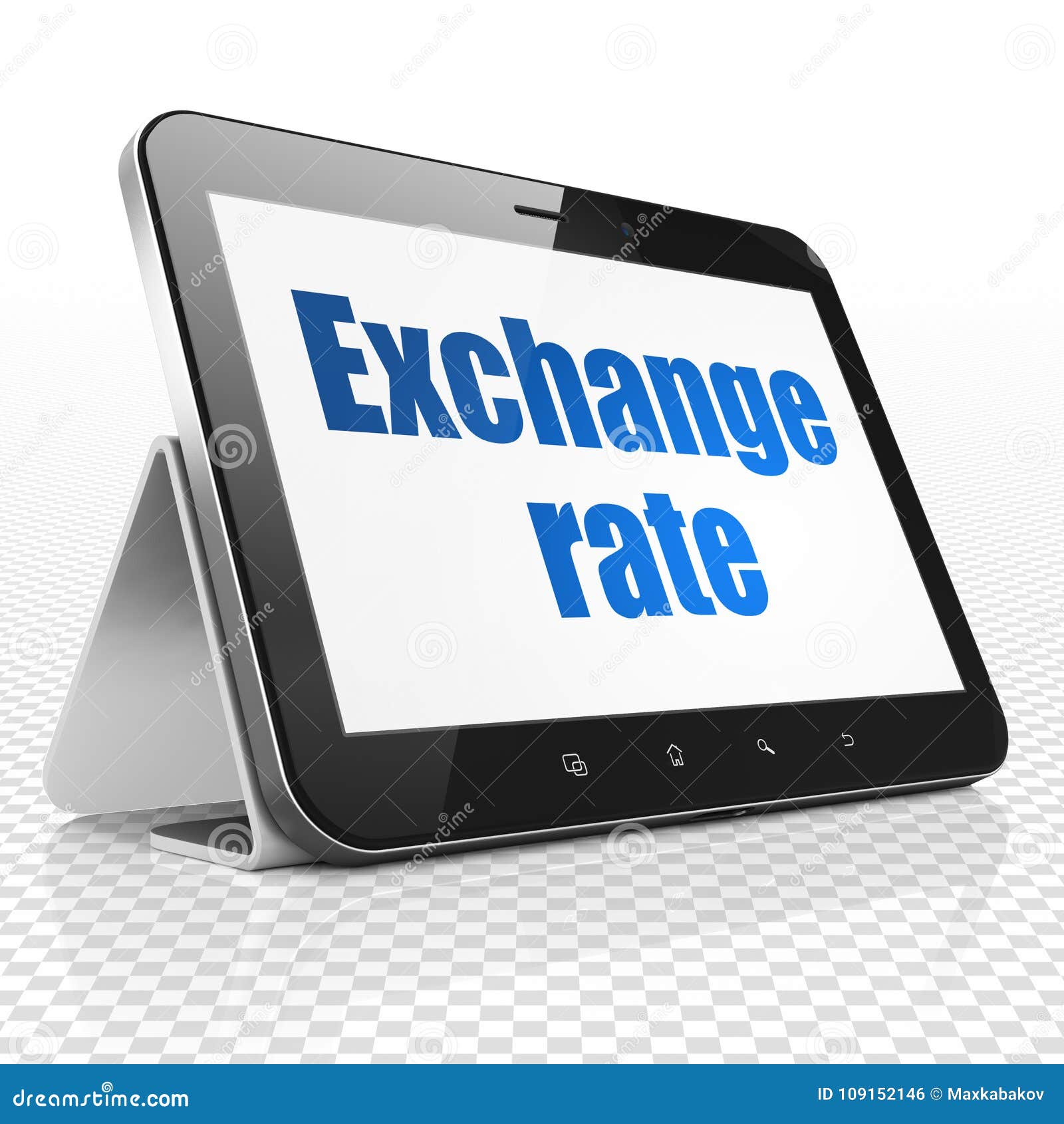 Money Concept Tablet Computer with Exchange Rate on Display Stock