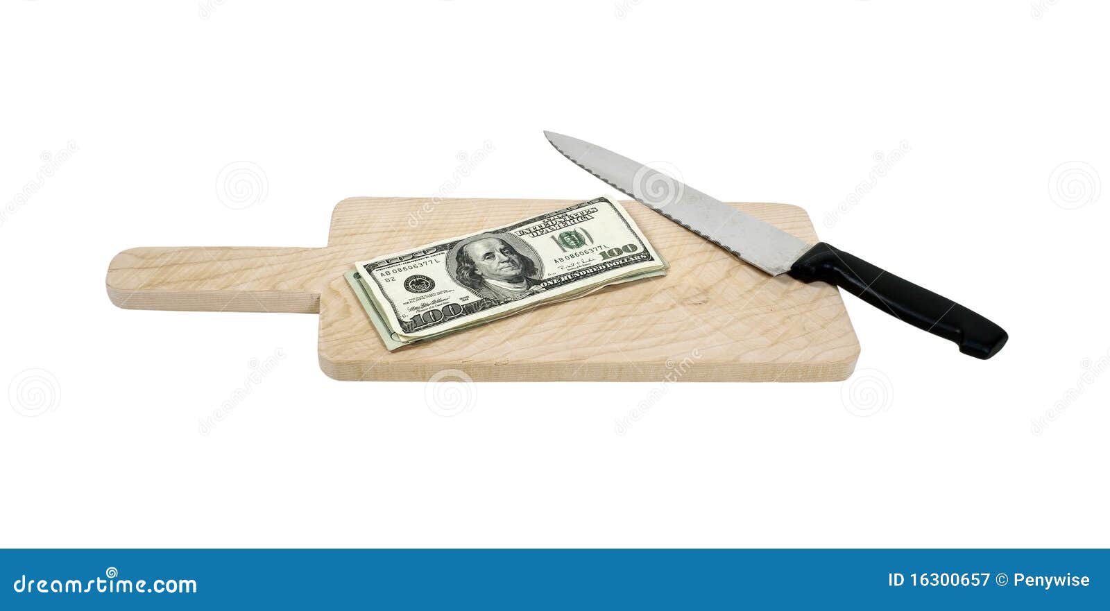 Money on a Cutting Board stock image. Image of accounting 16300657