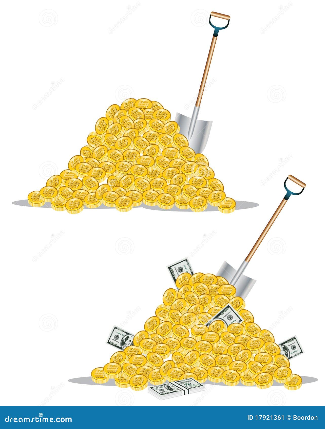 Money dollar shovel stock vector. Illustration of treasure 17921361