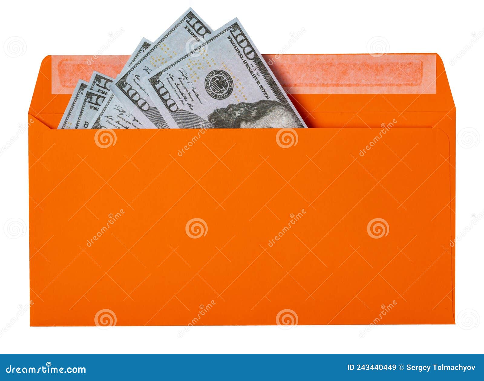 Money Dollars in Paper Envelope on a White Background Stock Image