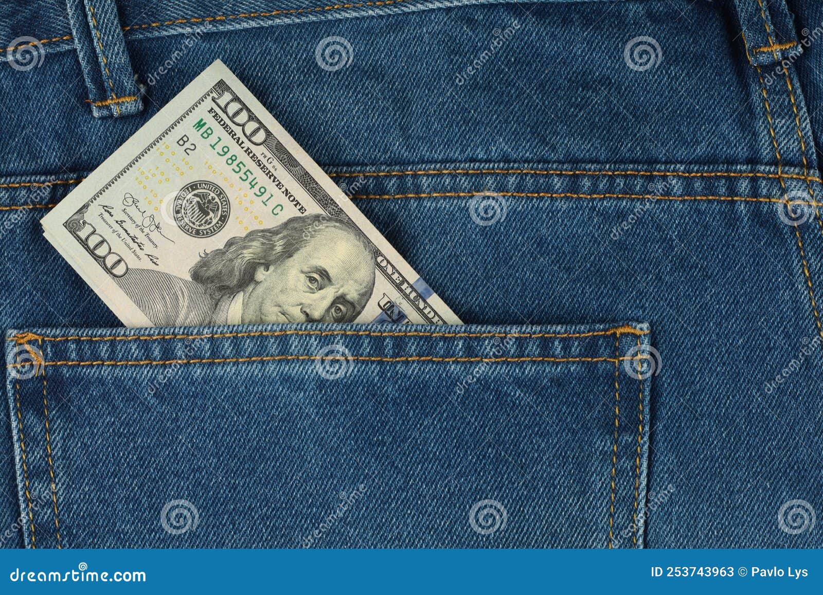 Money Dollars in Your Pants Pocket Stock Image Image of denim, bank