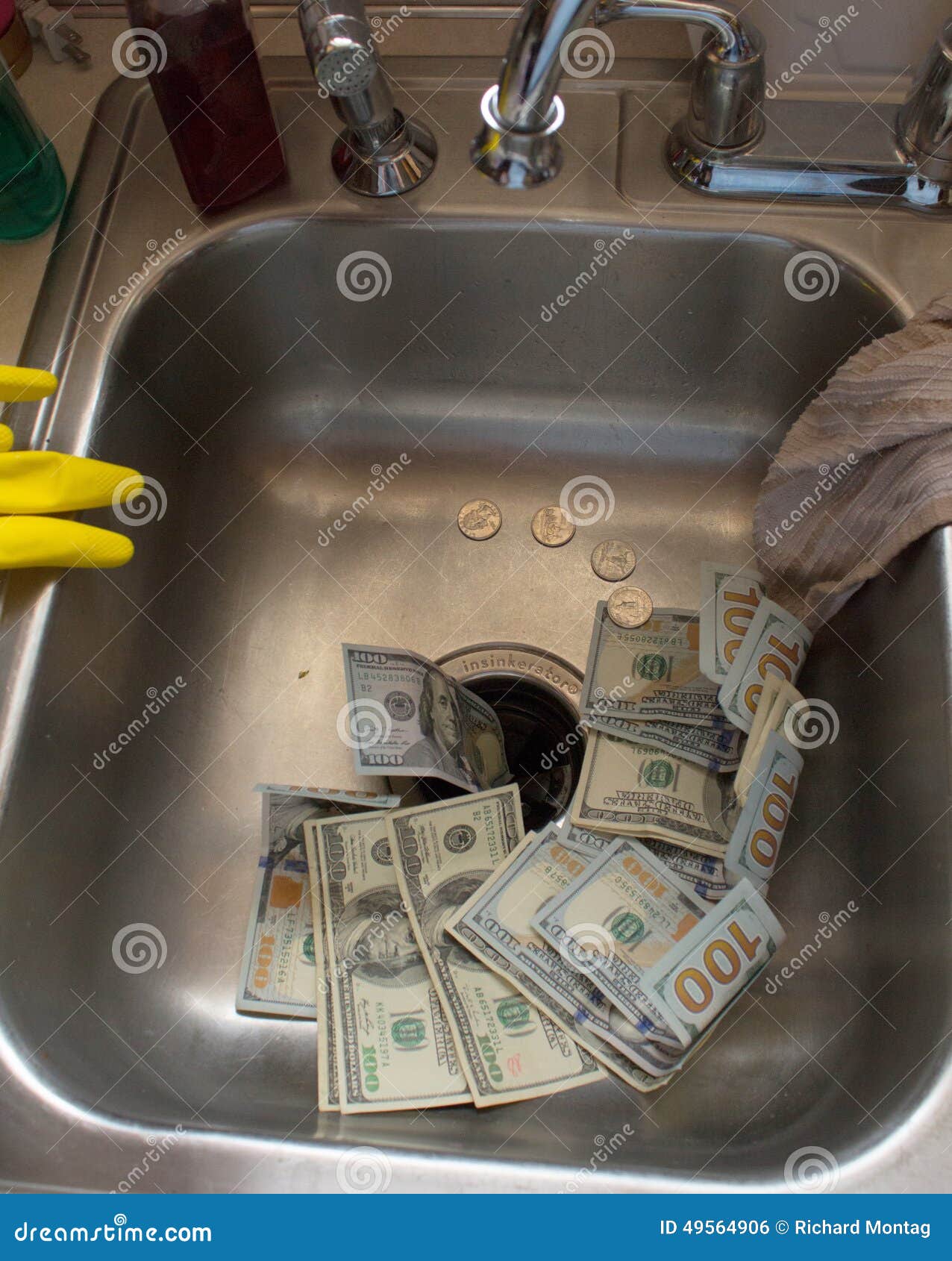 Money down the drain. stock photo. Image of scam, invest 49564906