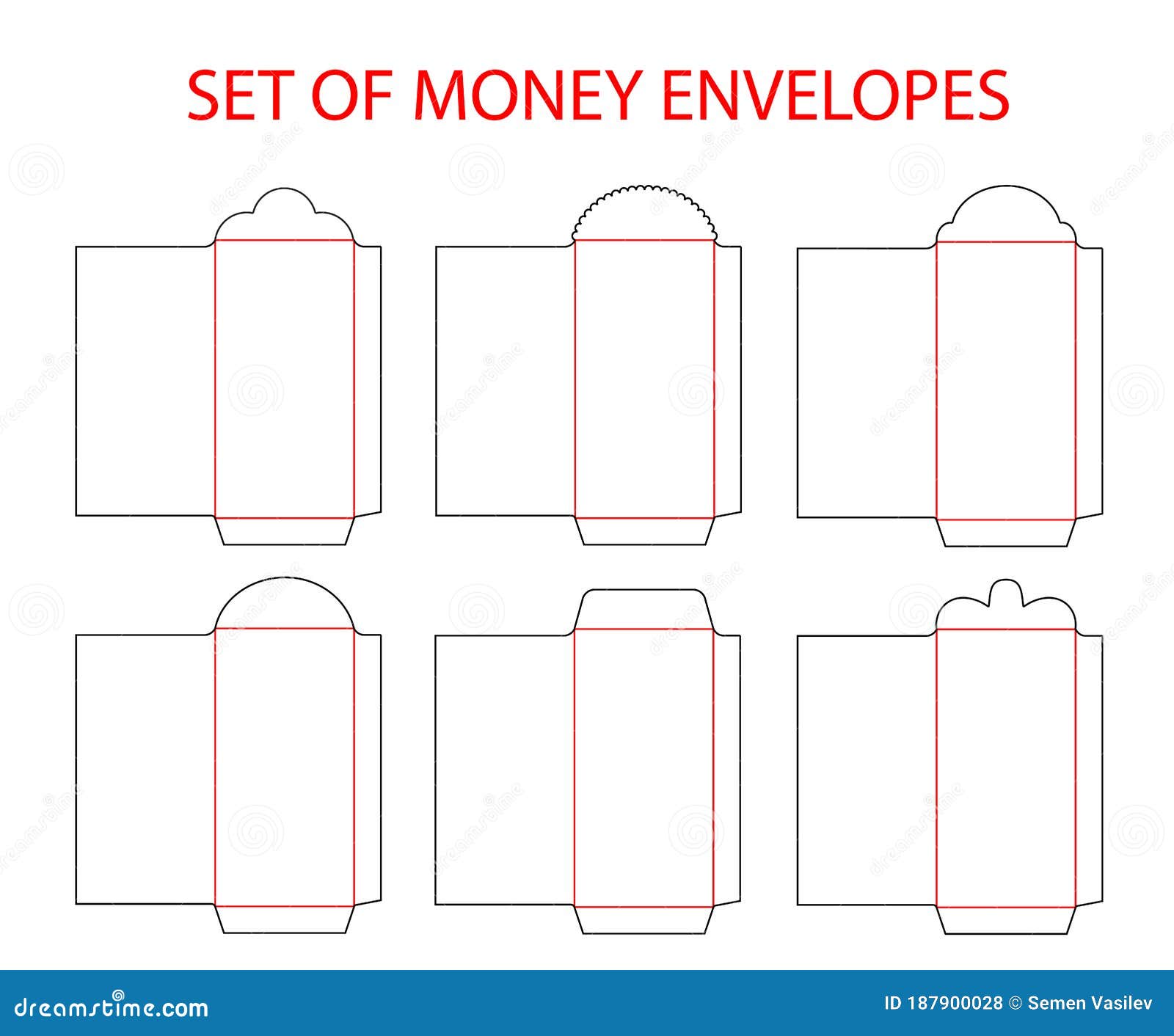 Money Envelopes Template Set Die Cut. Red Money Envelope. Stock Intended For Business Envelope Template Illustrator