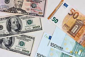 Money Exchange Rate Between Dollar And Euro Stock Photo Image Of 