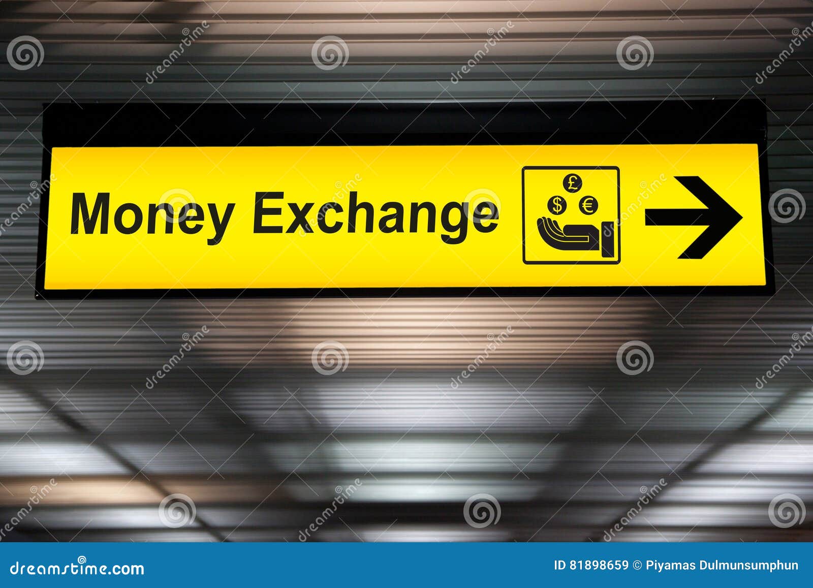Money Exchange Sign at the Airport Stock Image Image of money