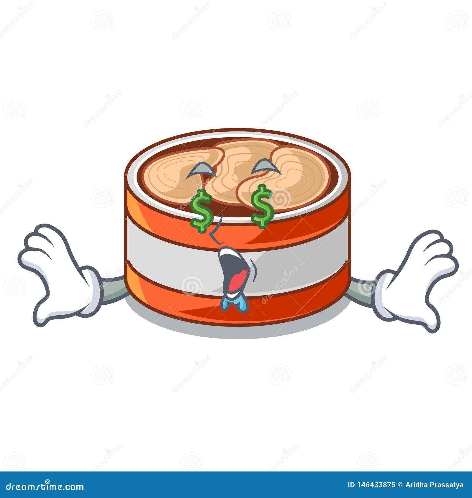 Money Eye Canned Tuna in Cartoon Kitchen Cabinet Stock Vector -  Illustration of food, emoticon: 146433875