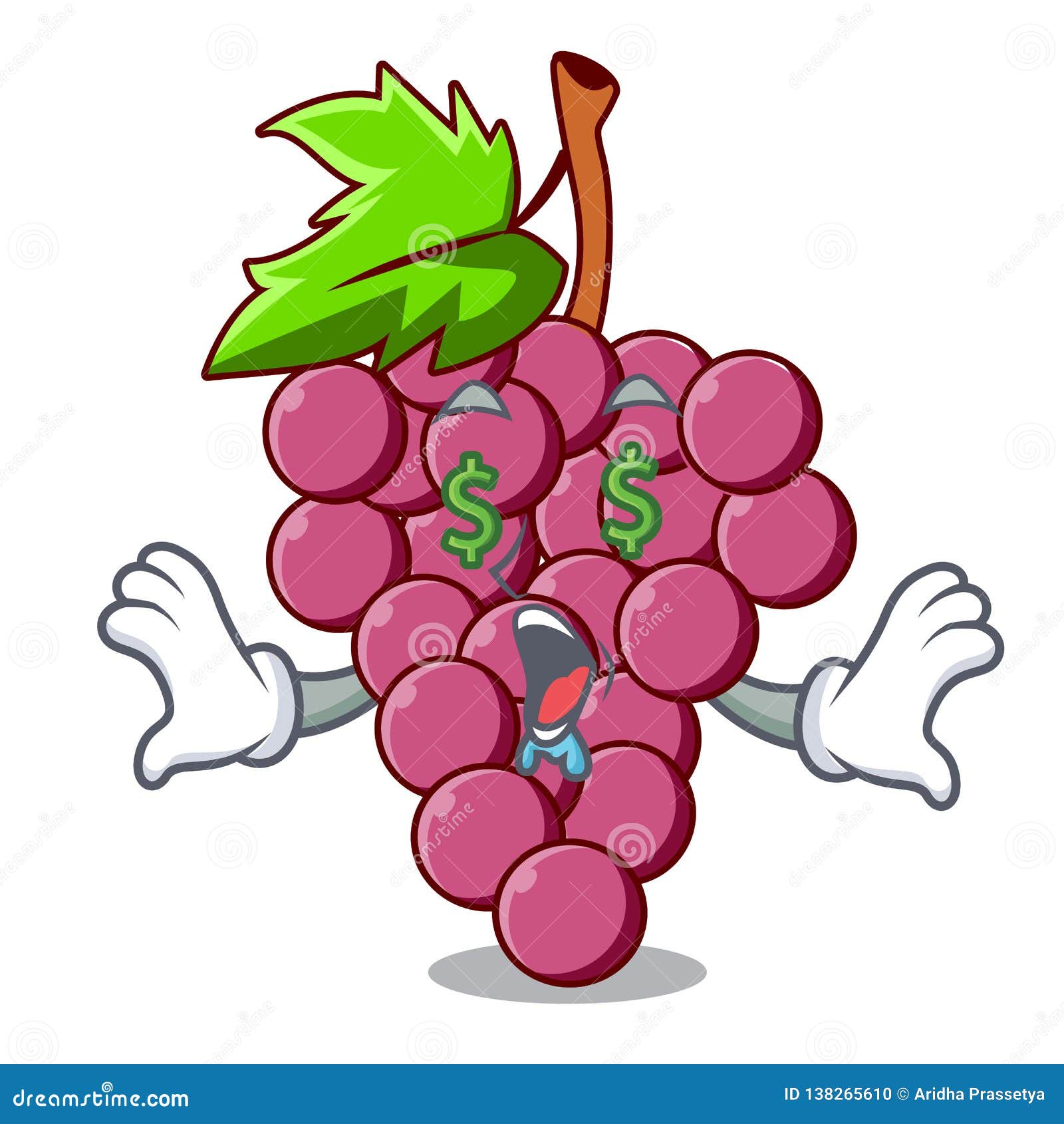 Money Eye Red Grapes Fruit in Cartoon Basket Stock Vector ...