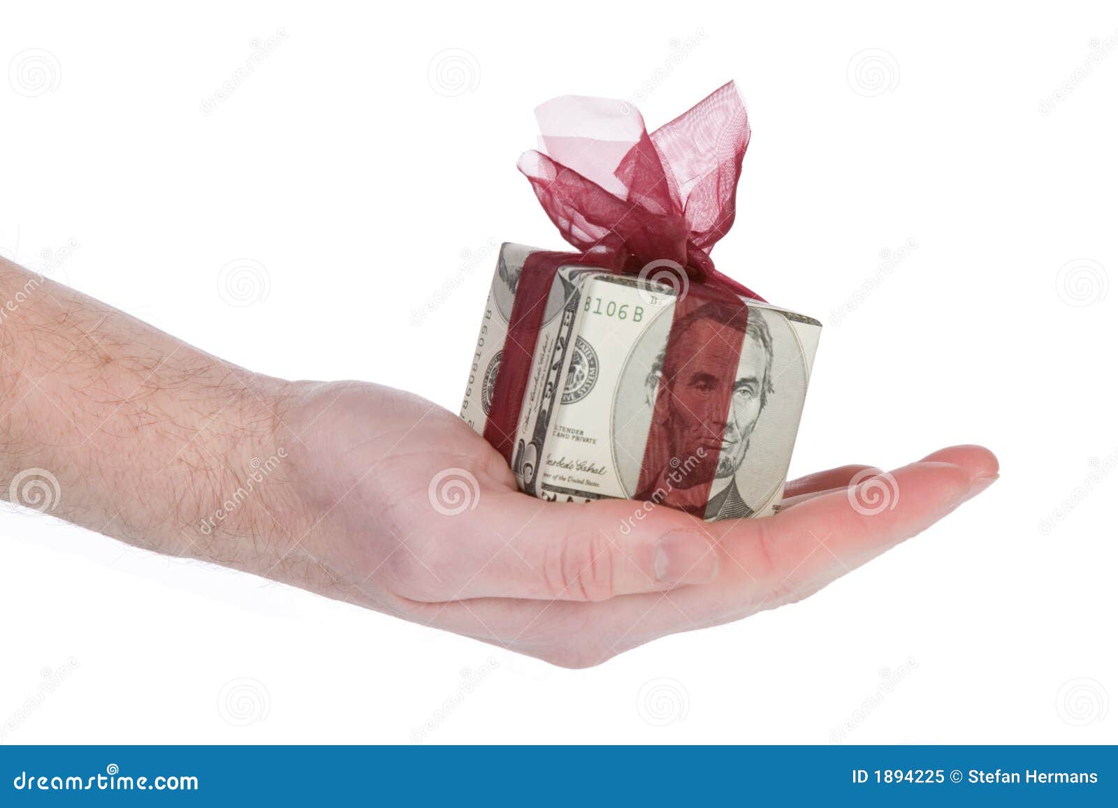Money gift box of 5 dollar stock image. Image of hand 1894225