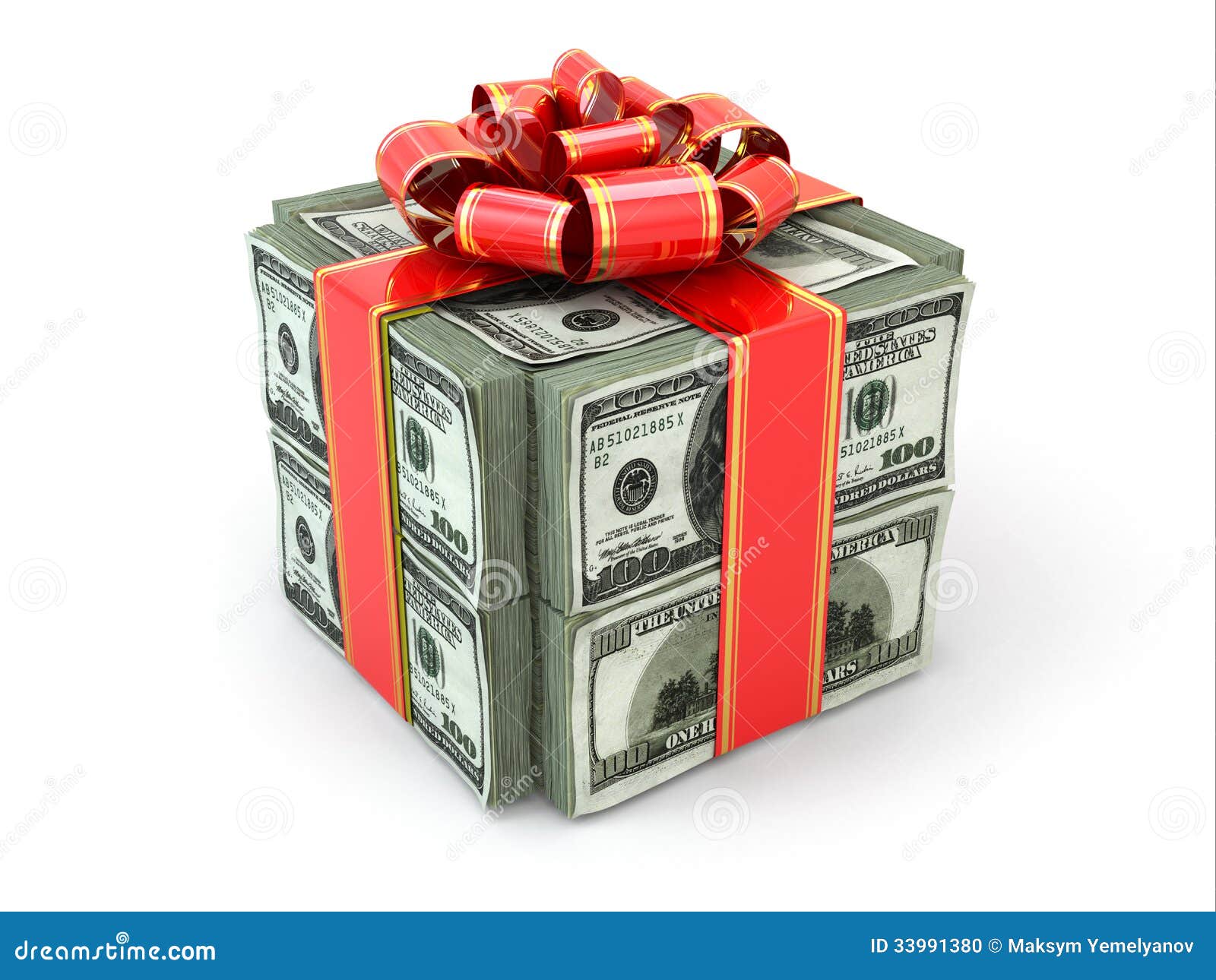 Money Gift. Pack of Dollars and Red Ribbon Stock Illustration Illustration of shopping, shape