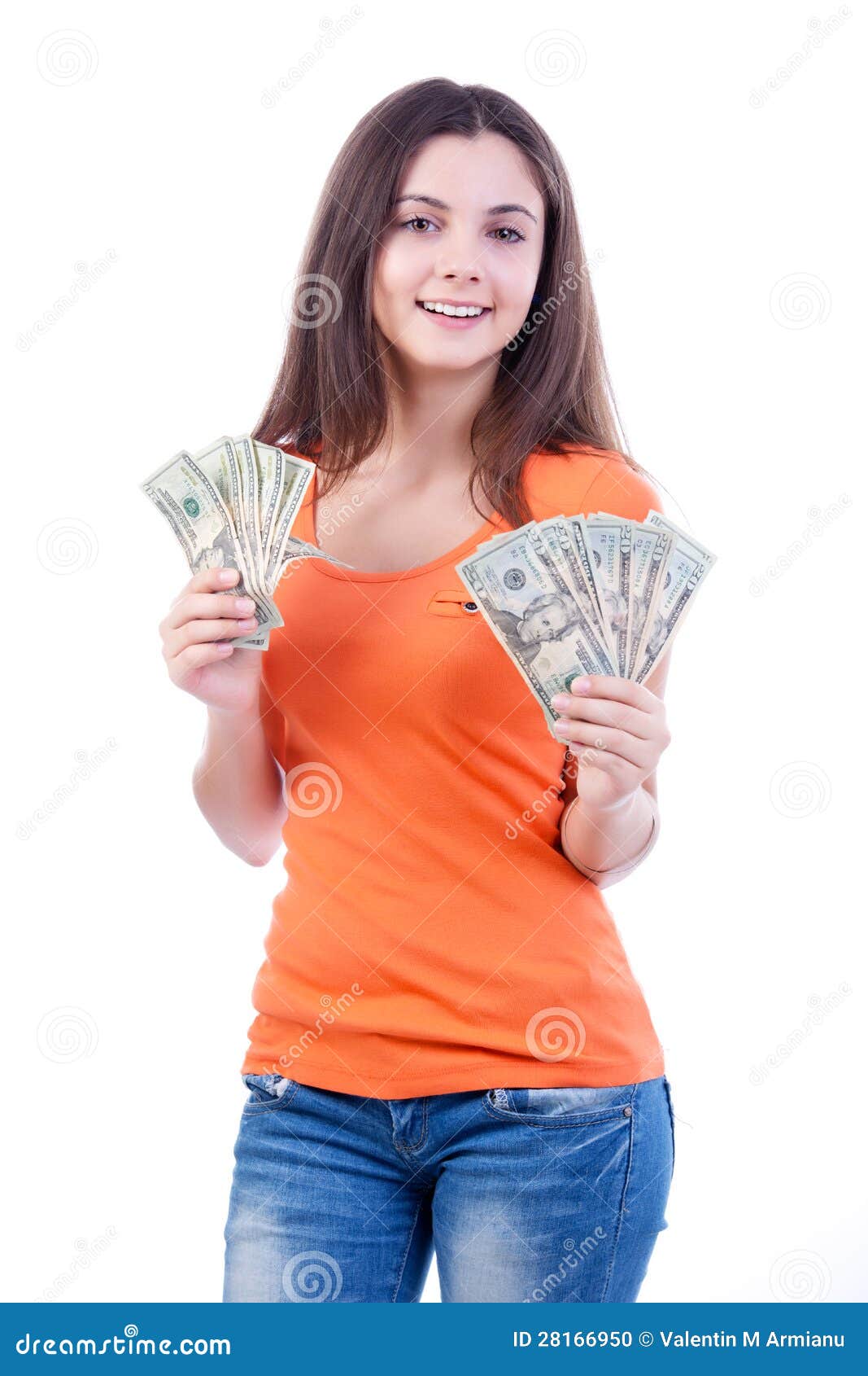 Money Girl stock photo. Image of female, cheerful, adult 28166950