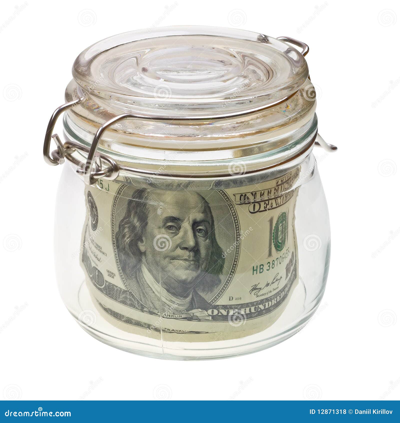 Money in the Glass Jar Isolated on White Stock Photo Image of bills
