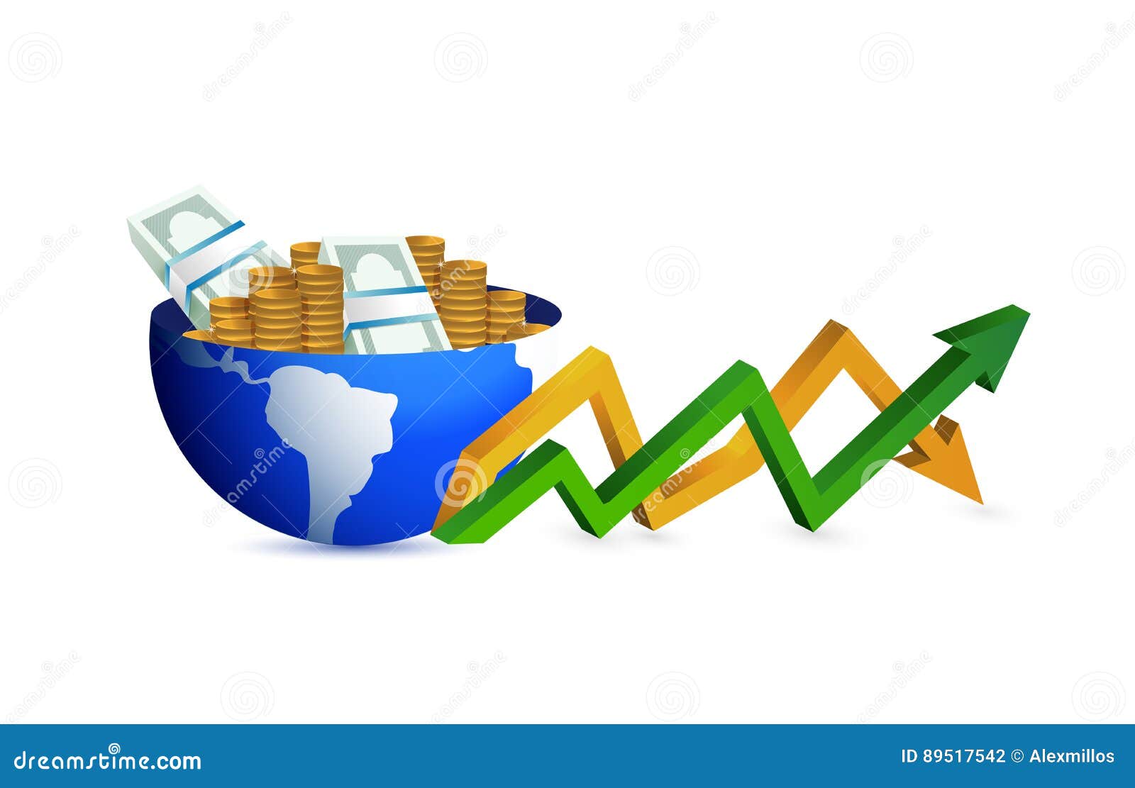amoney globe up and down business arrow chart