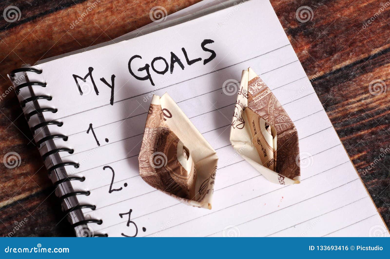 Money goals stock photo. Image of diary, boat, paper 133693416