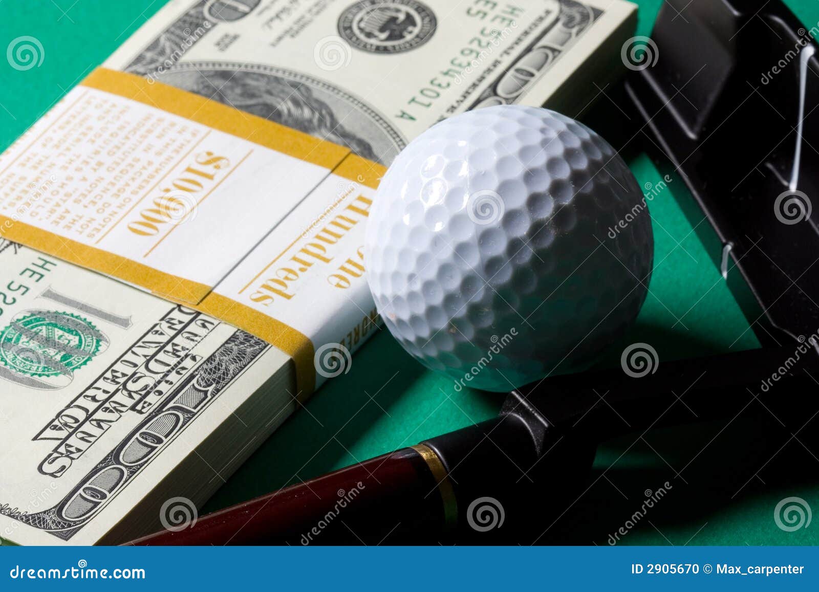 Money golf club and ball stock photo. Image of outdoors 2905670