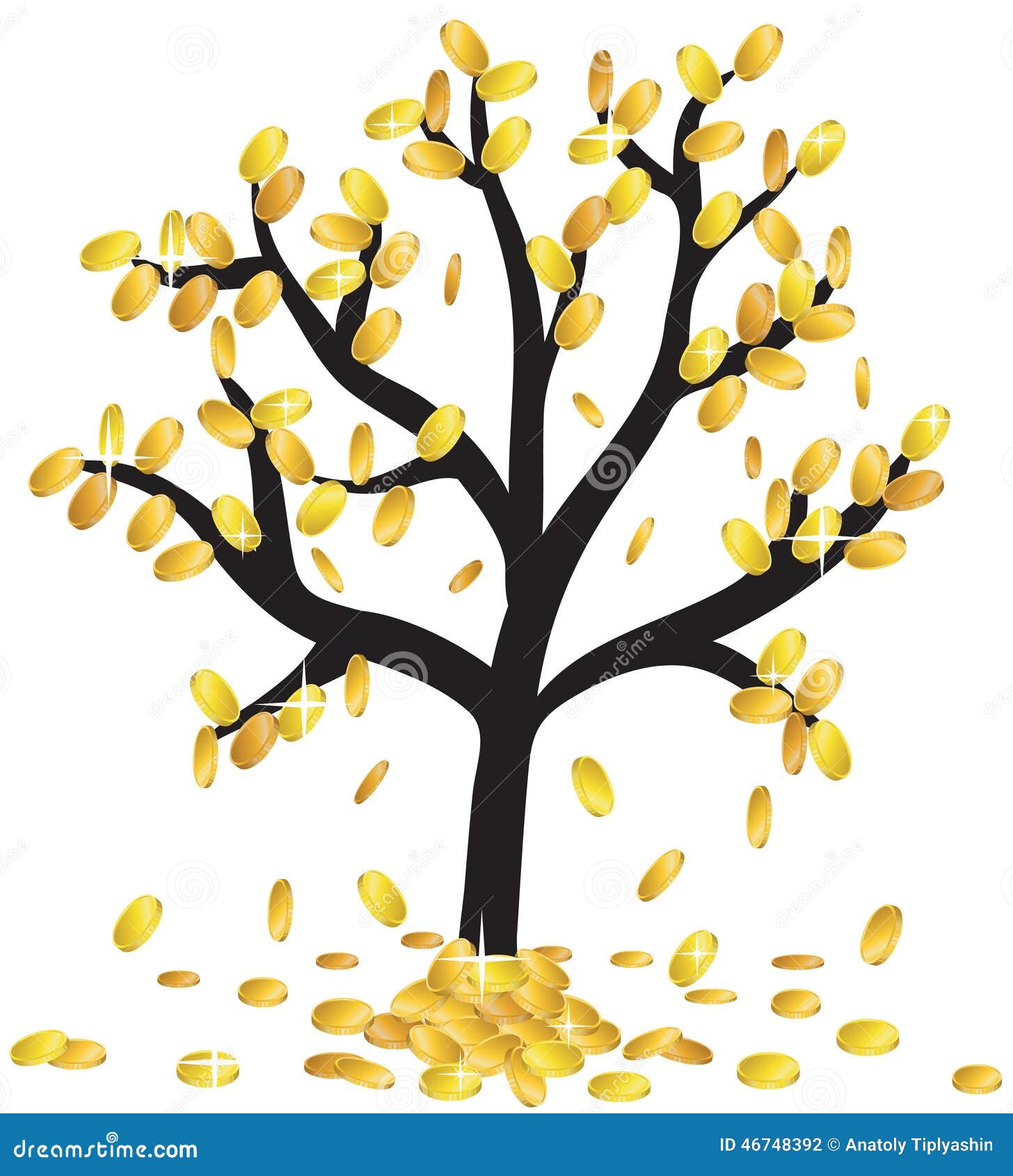 Money growing on branches stock vector. Illustration of falling 46748392