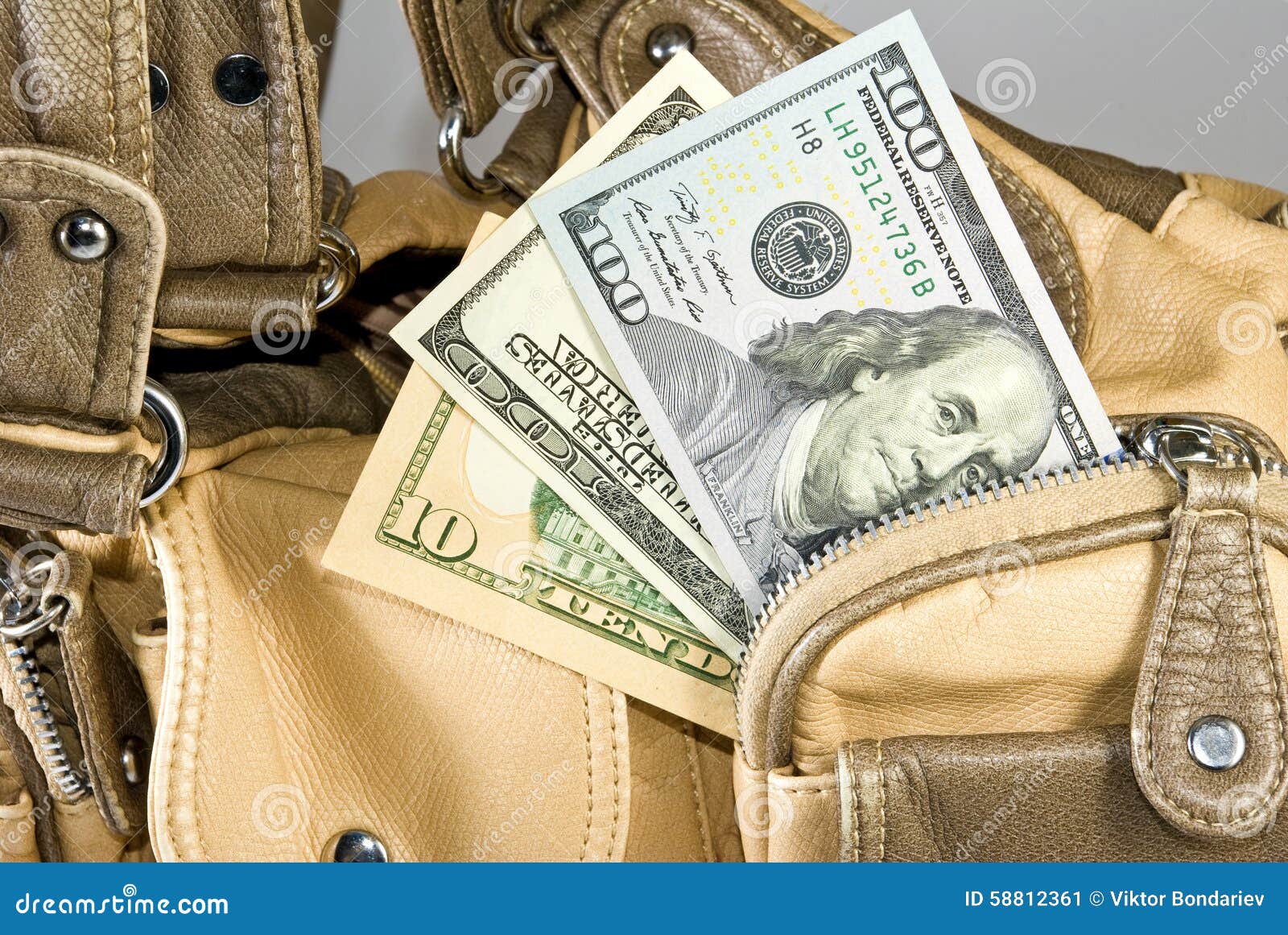 Money in the handbag stock image. Image of fashion, finance - 58812361