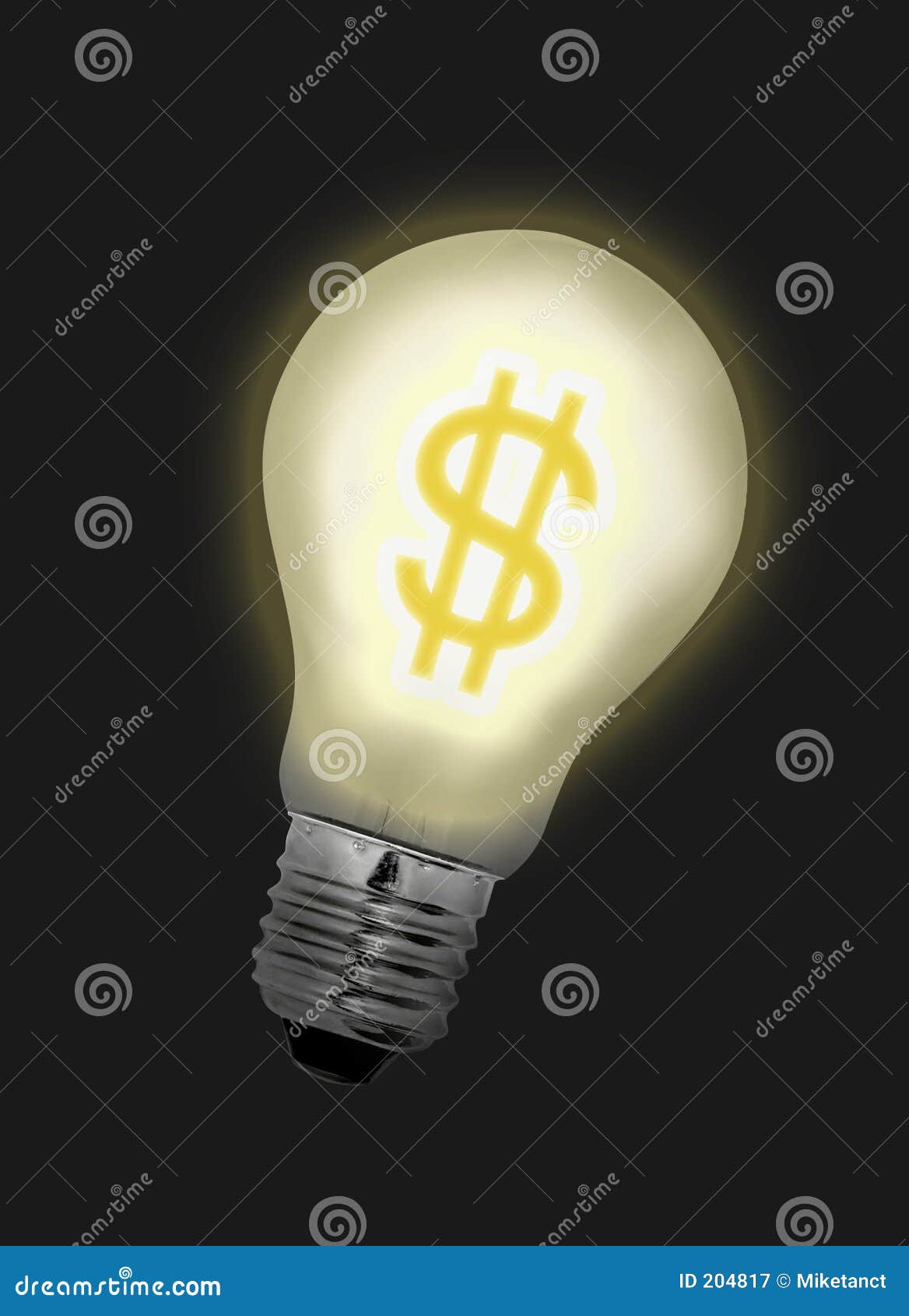 Money Idea Bulb Lights Up stock image. Image of rich, money 204817
