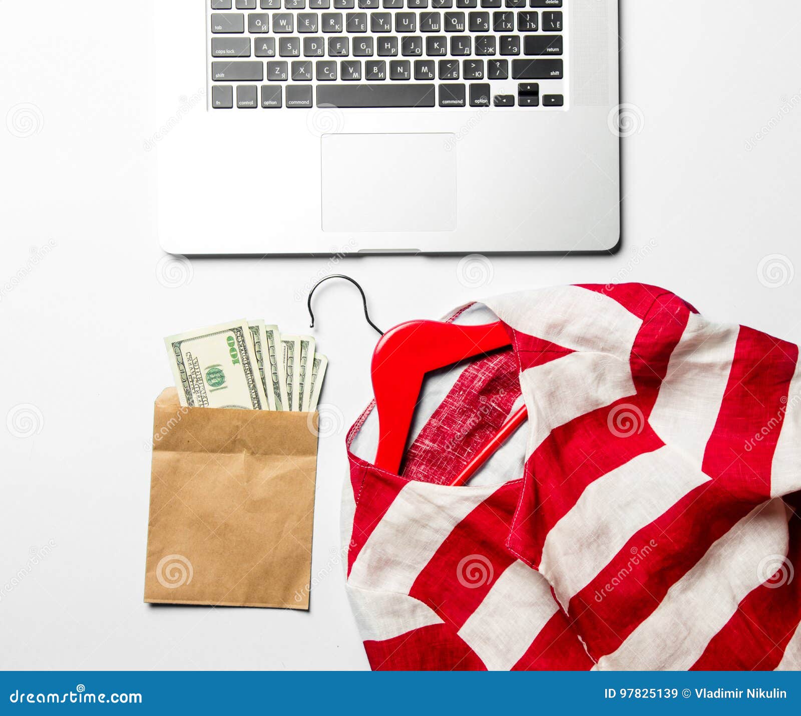 Money, Jacket, Hanger and Laptop Stock Image Image of connection