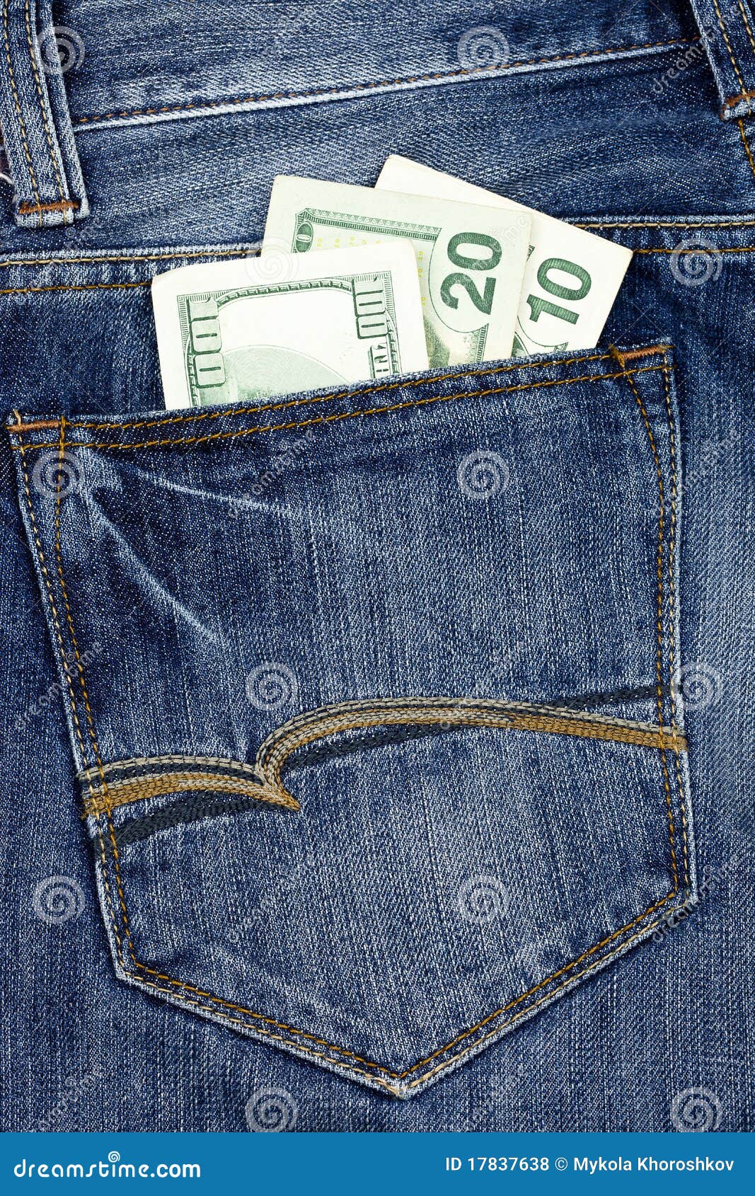 Money in the jeans pocket stock photo. Image of cash 17837638