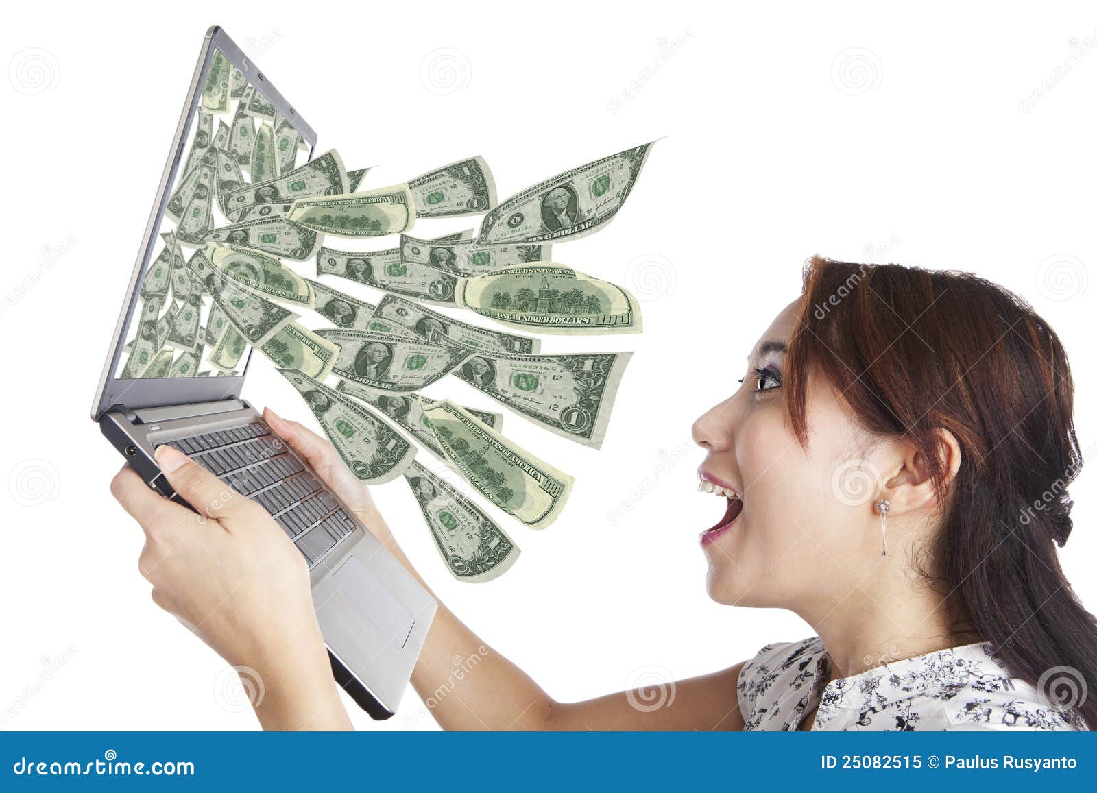 Money from laptop stock image. Image of cash, flying - 25082515