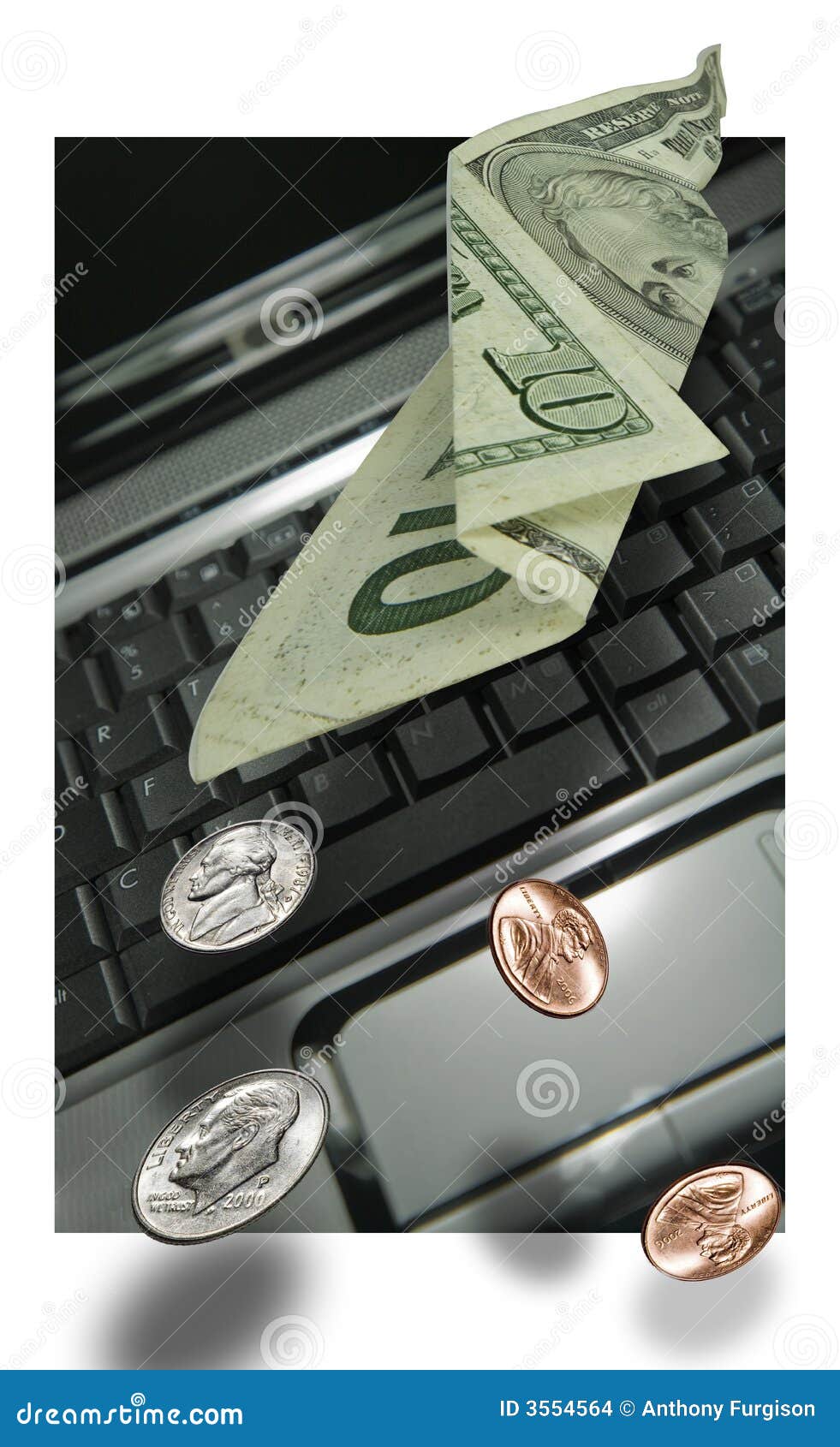 Money Laptop notebook stock photo. Image of closeup, banknote - 3554564
