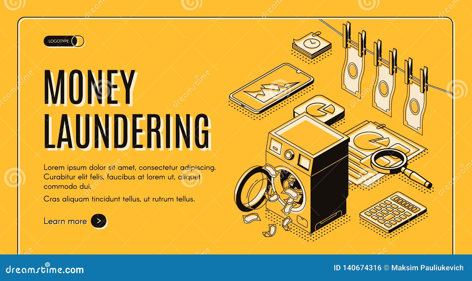 money laundering isometric  web banner