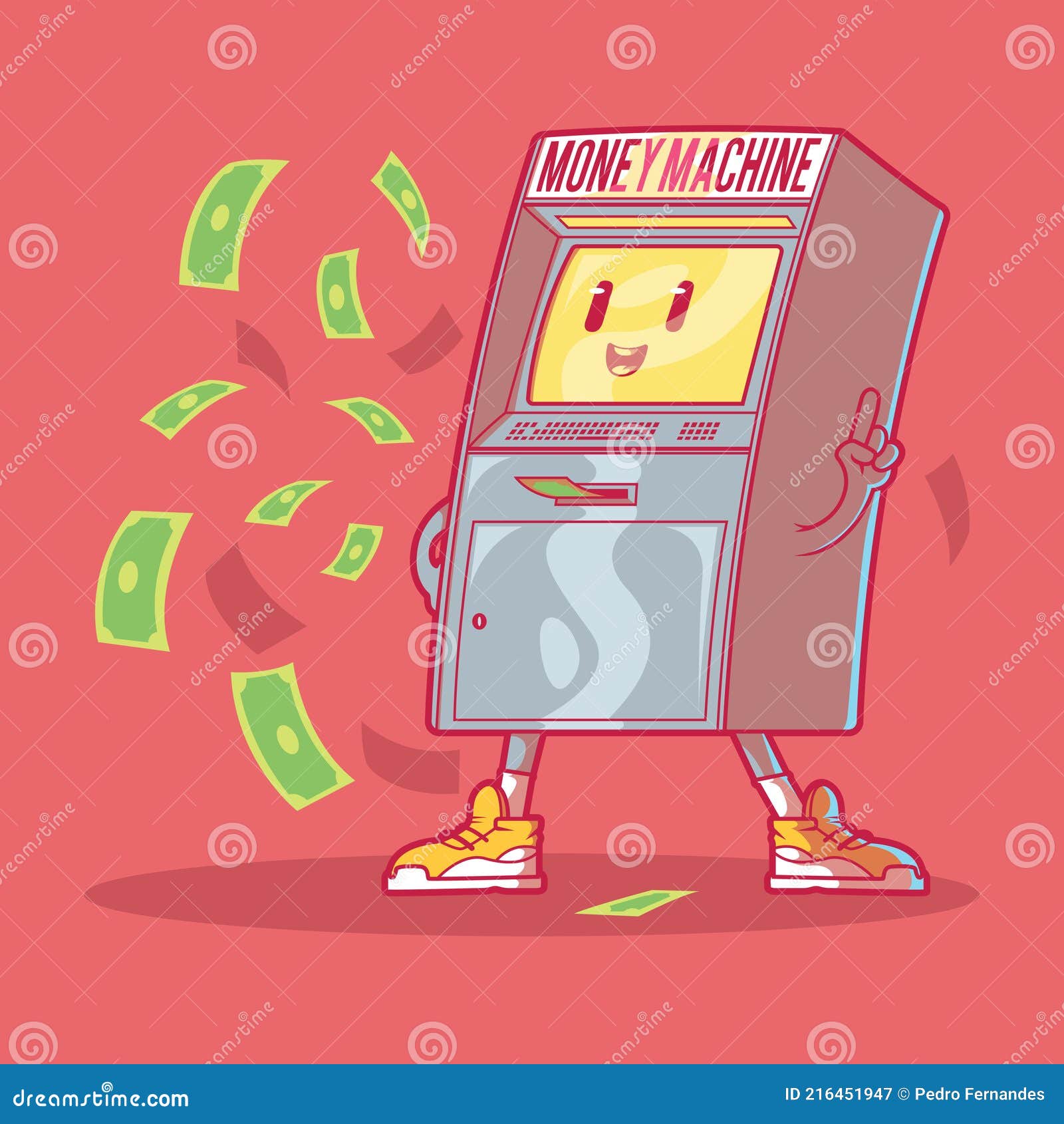 The Money Machine Vector Illustration. Stock Vector - Illustration of  electronic, deposit: 216451947