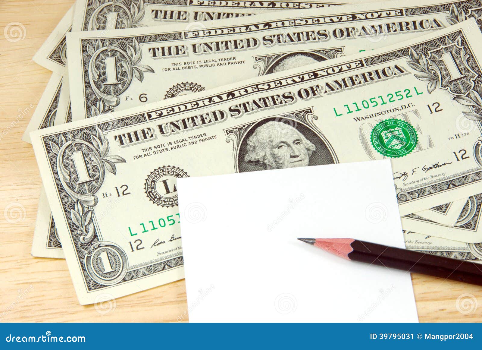 Money and note pad. stock image. Image of investment 39795031