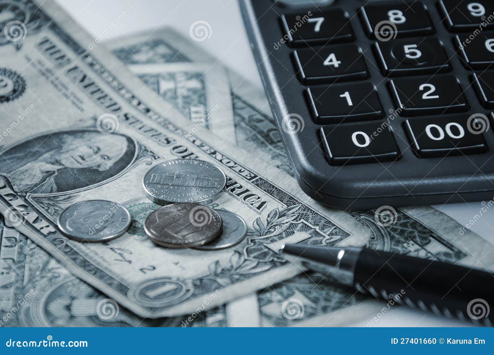Money and office supply stock photo. Image of black, coin 27401660