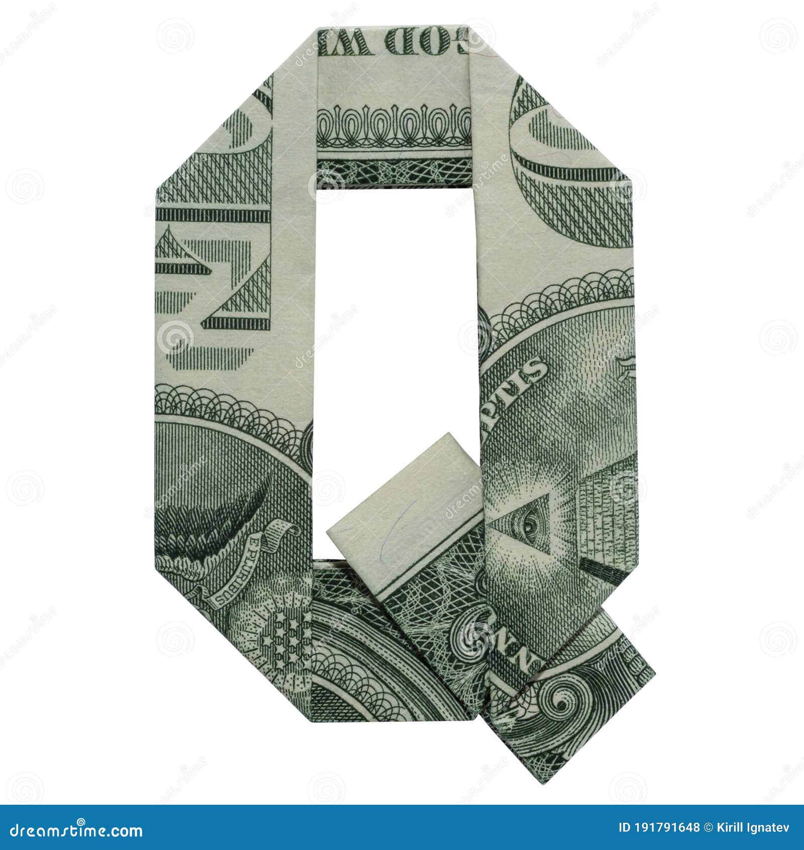 Money Origami LETTER Q Character Stock Photo - Image of english ...