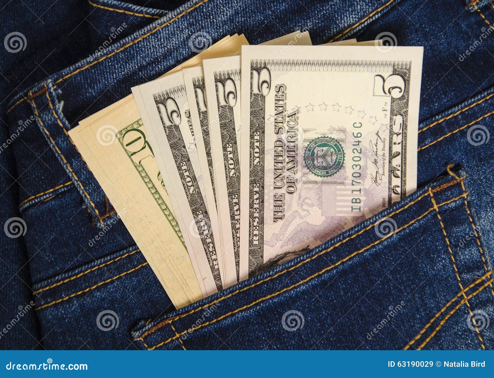 Money in the Pocket of Blue Jeans Stock Image Image of cash, commerce