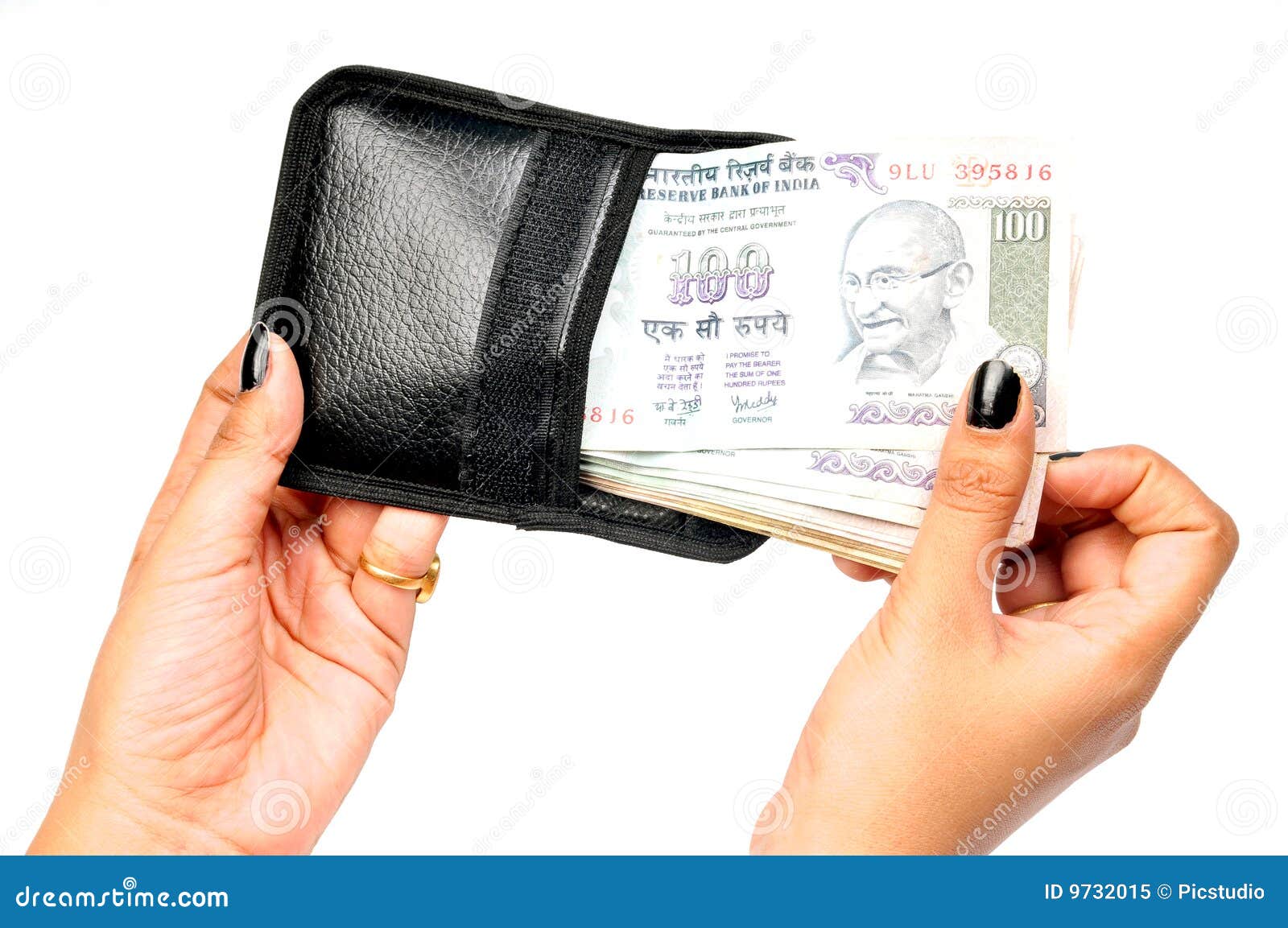 Money in pouch stock image. Image of female, india, black 9732015