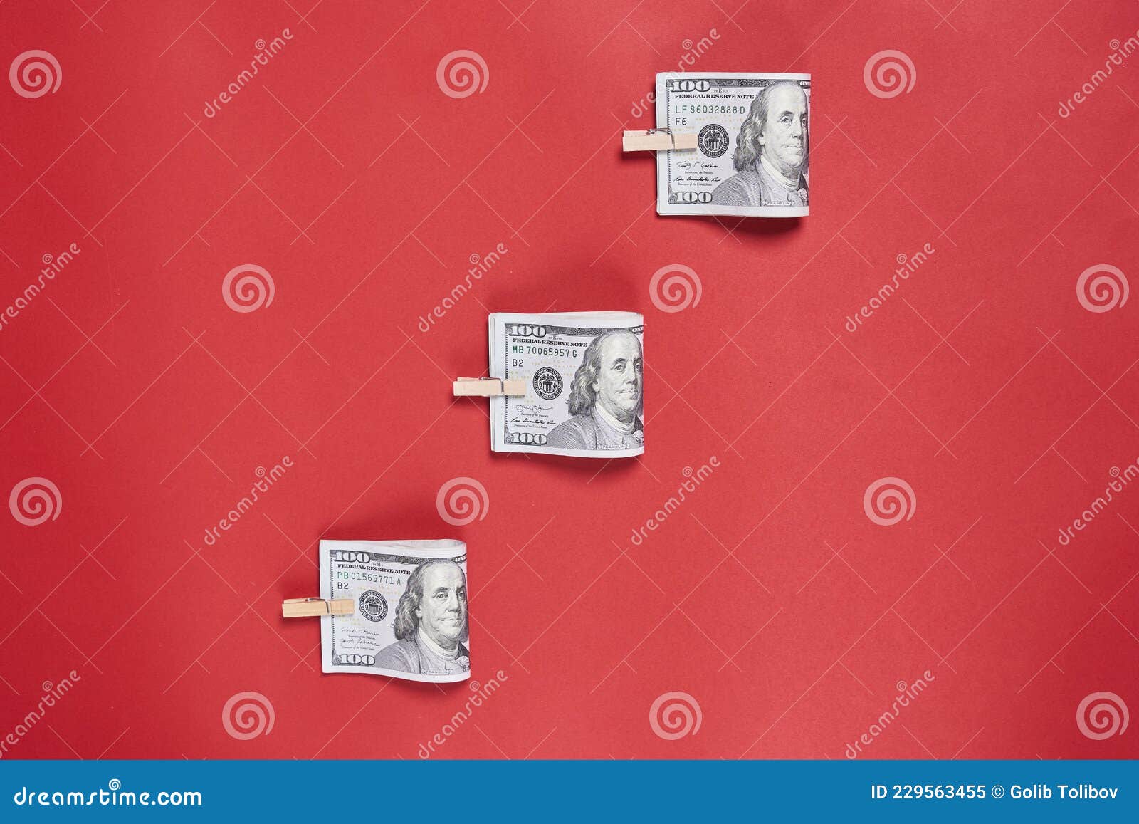 Money on red. Us dollars stock image. Image of america 229563455