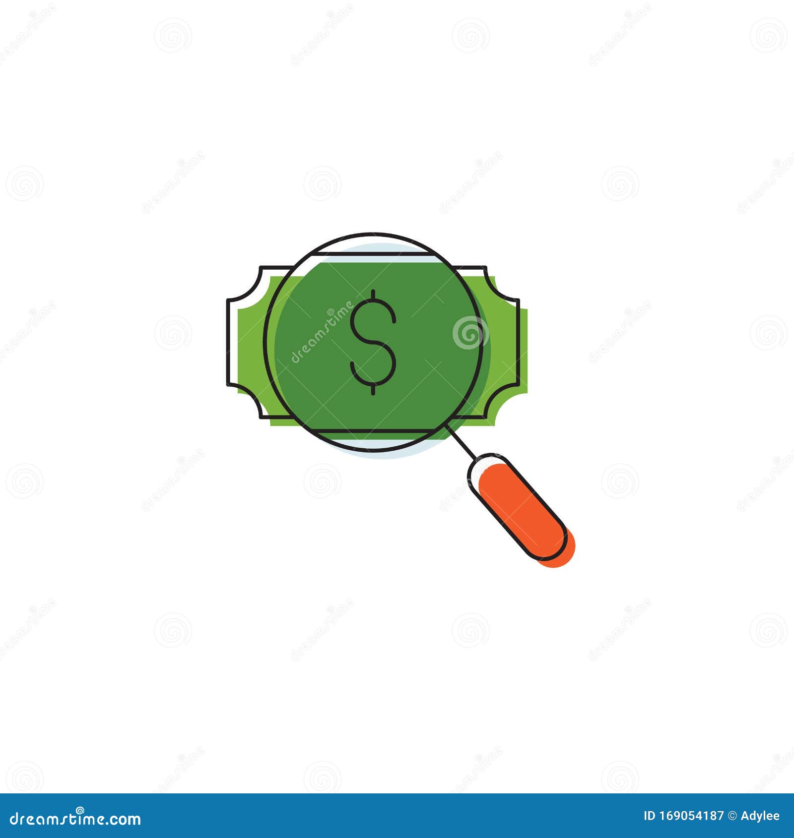 Money Search Vector Icon Symbol Isolated on White Background Stock ...