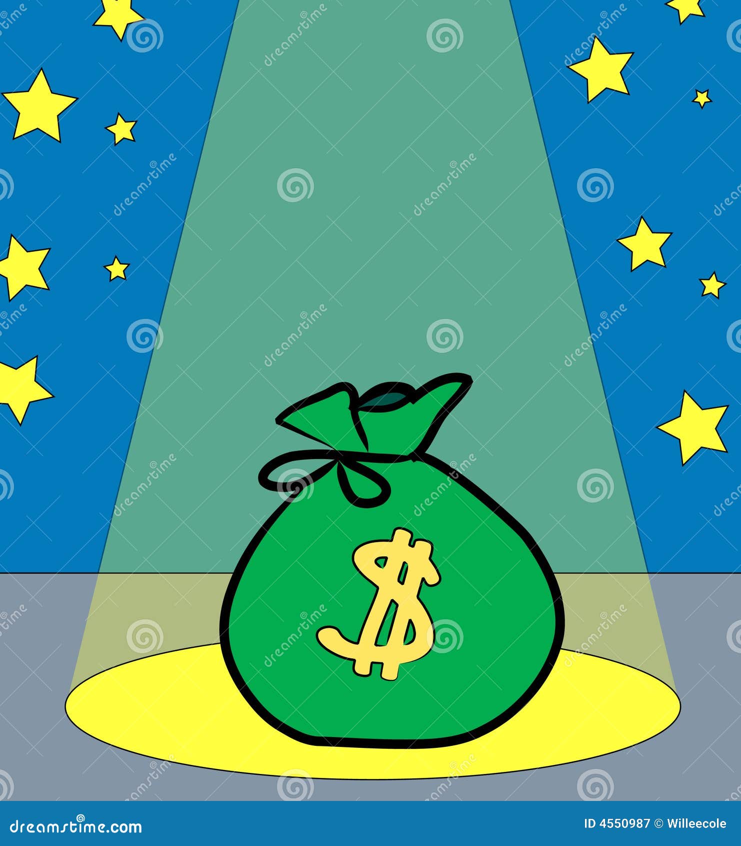 Money in the spotlight stock vector. Illustration of front 4550987