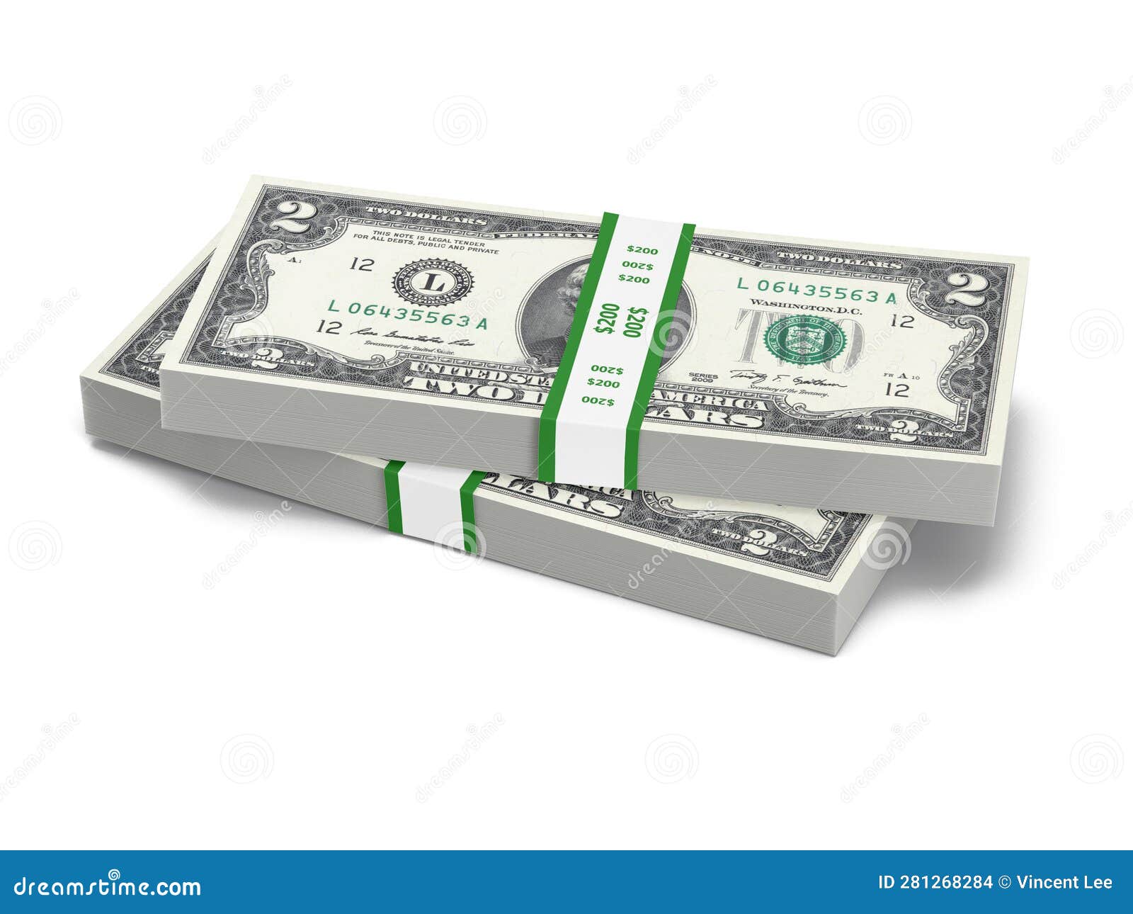 Money Stacks of Two Dollar Bills $2 Bill Stacks Currency Cash Artwork ...